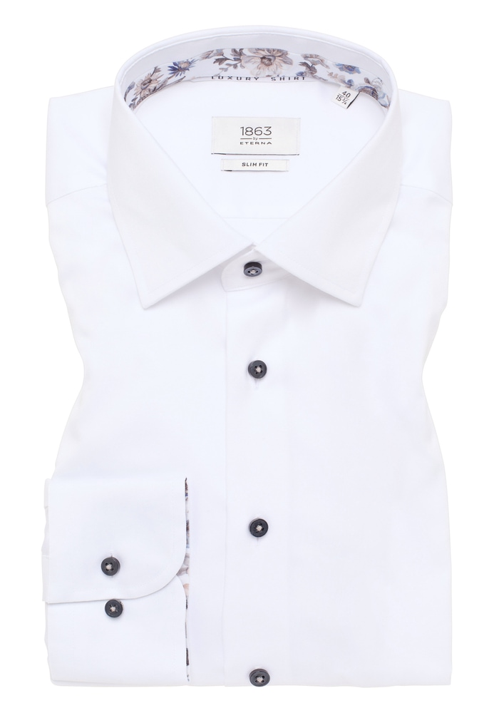 SLIM FIT Luxury Shirt in weiß unifarben