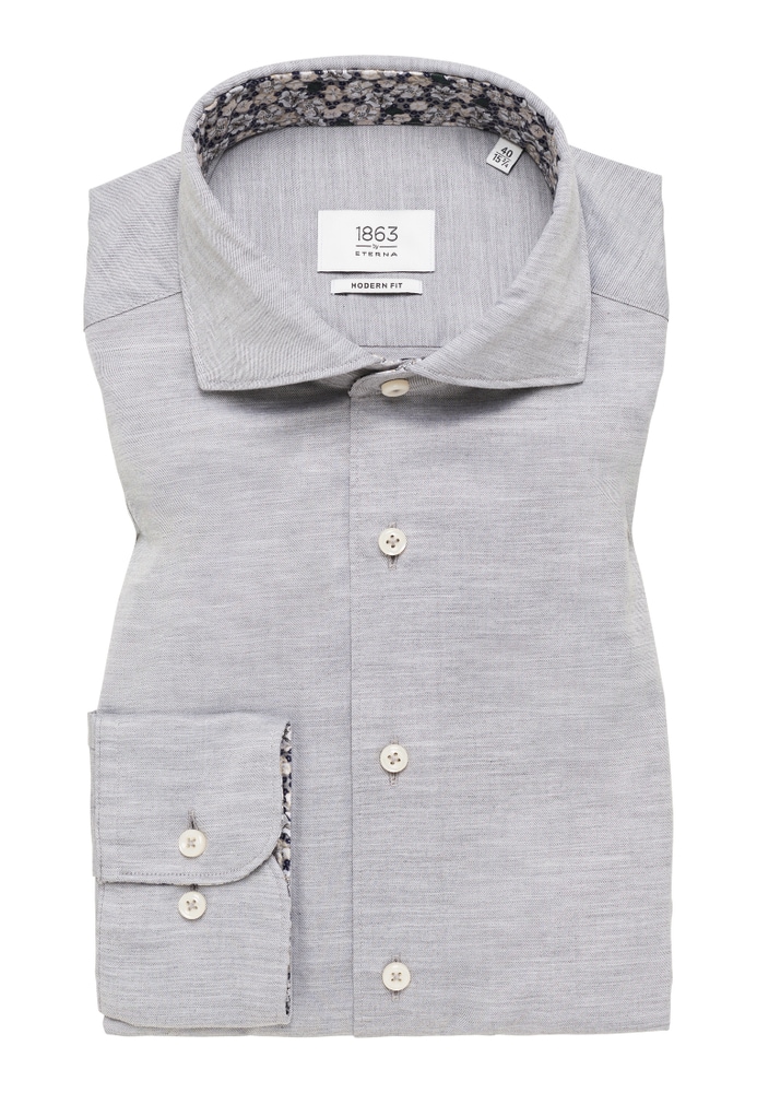 MODERN FIT Soft Luxury Shirt in grau unifarben