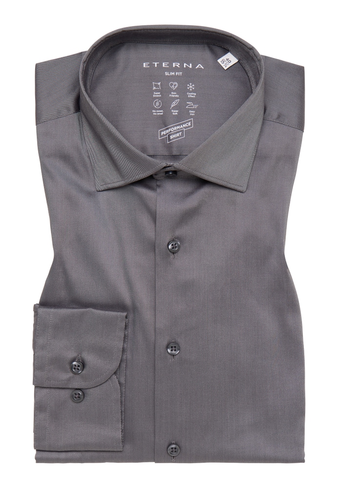 SLIM FIT Performance Shirt in grau unifarben