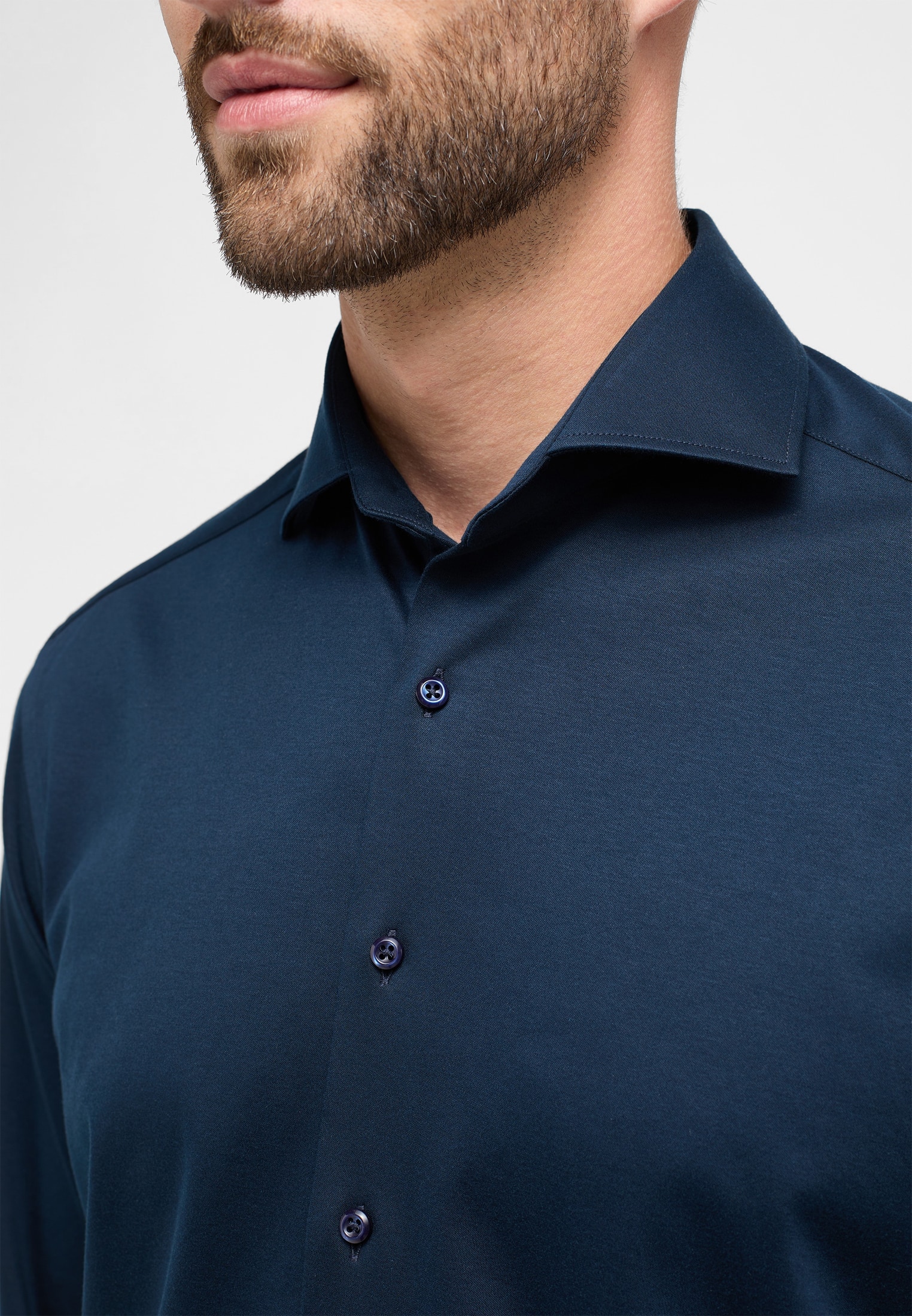 FIT | 1SH00376-01-81-46-1/1 | Shirt in dunkelblau Jersey dunkelblau | 46 COMFORT | Langarm unifarben