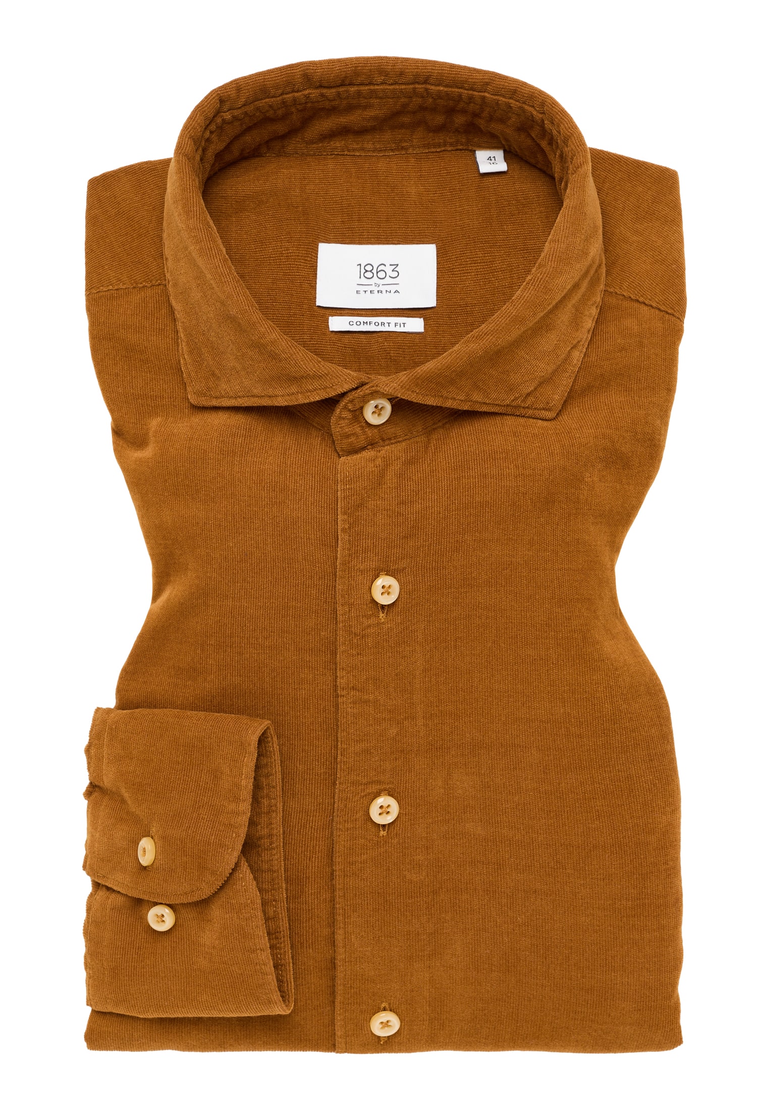 COMFORT FIT Shirt in camel camel | plain sleeve | 1SH12711-02-72-46-1/1 46 | long 