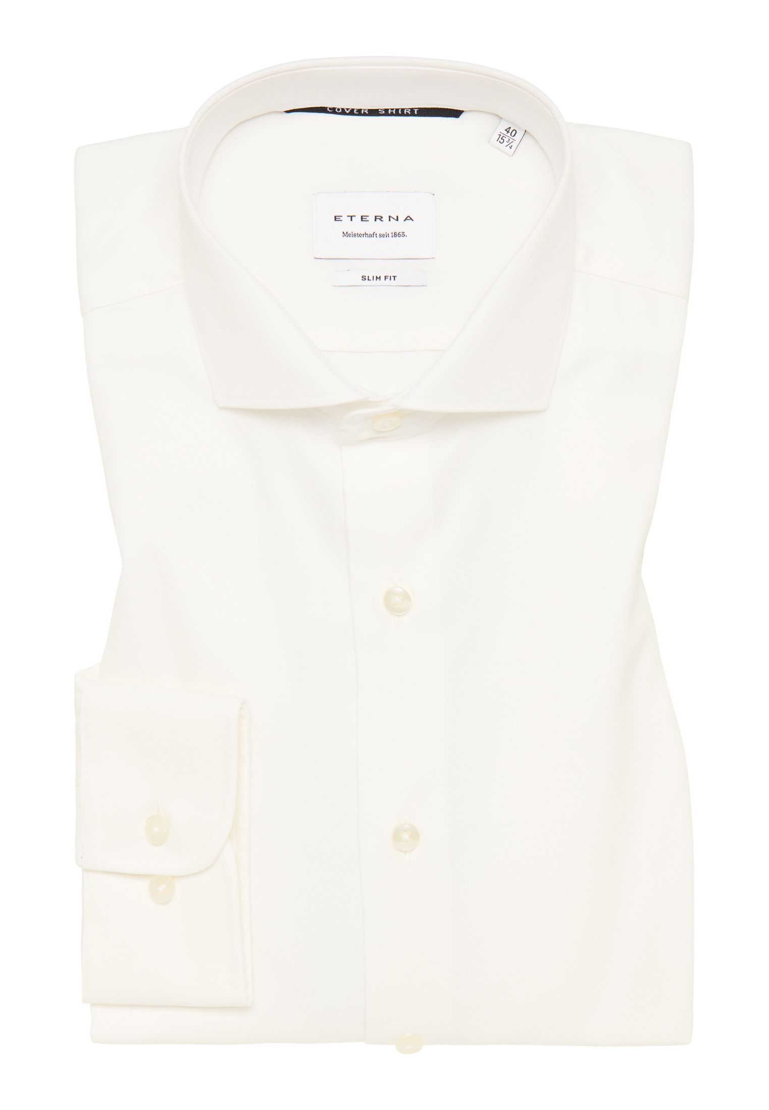 SLIM FIT Cover Shirt in beige unifarben | beige | 42 | Langarm |  1SH05518-02-01-42-1/1