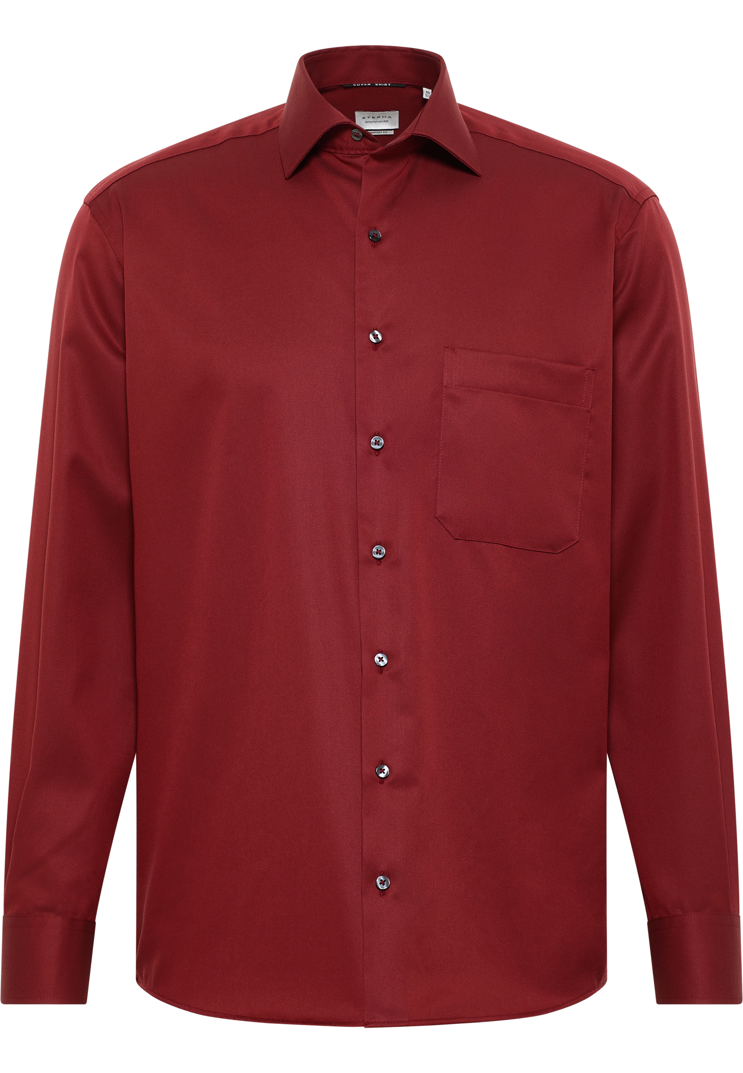 COMFORT FIT Cover Shirt in dunkelrot unifarben