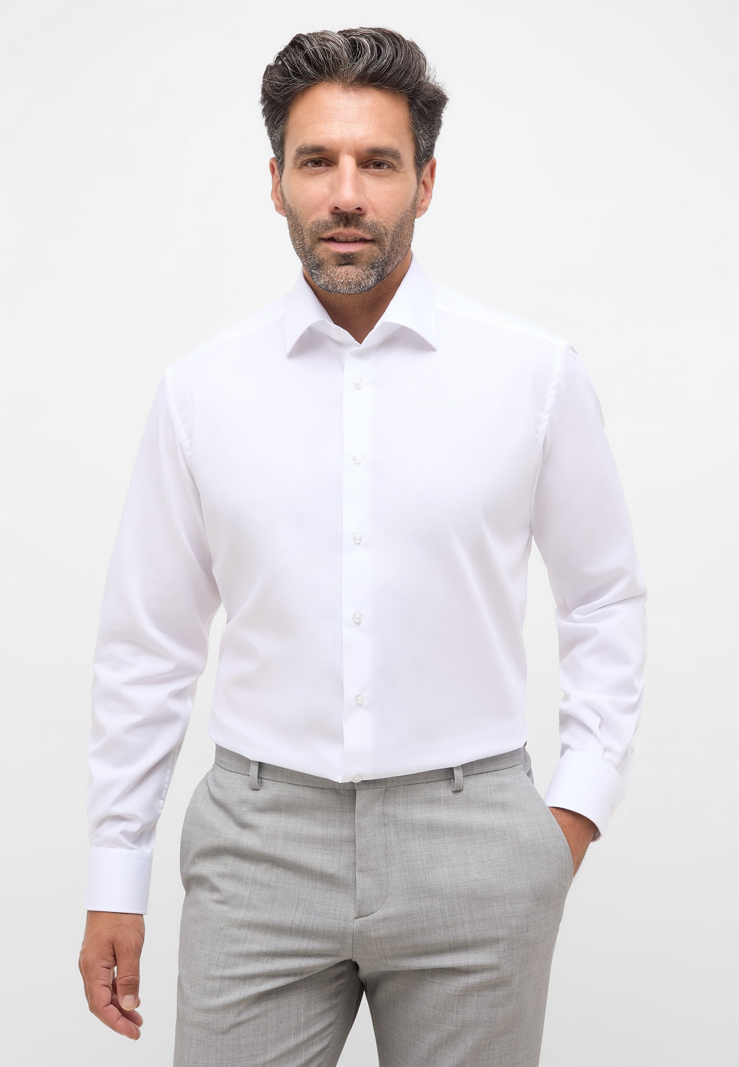 unifarben Langarm Shirt FIT | | Original | weiß | 1SH12605-00-01-40-1/1 in COMFORT weiß 40