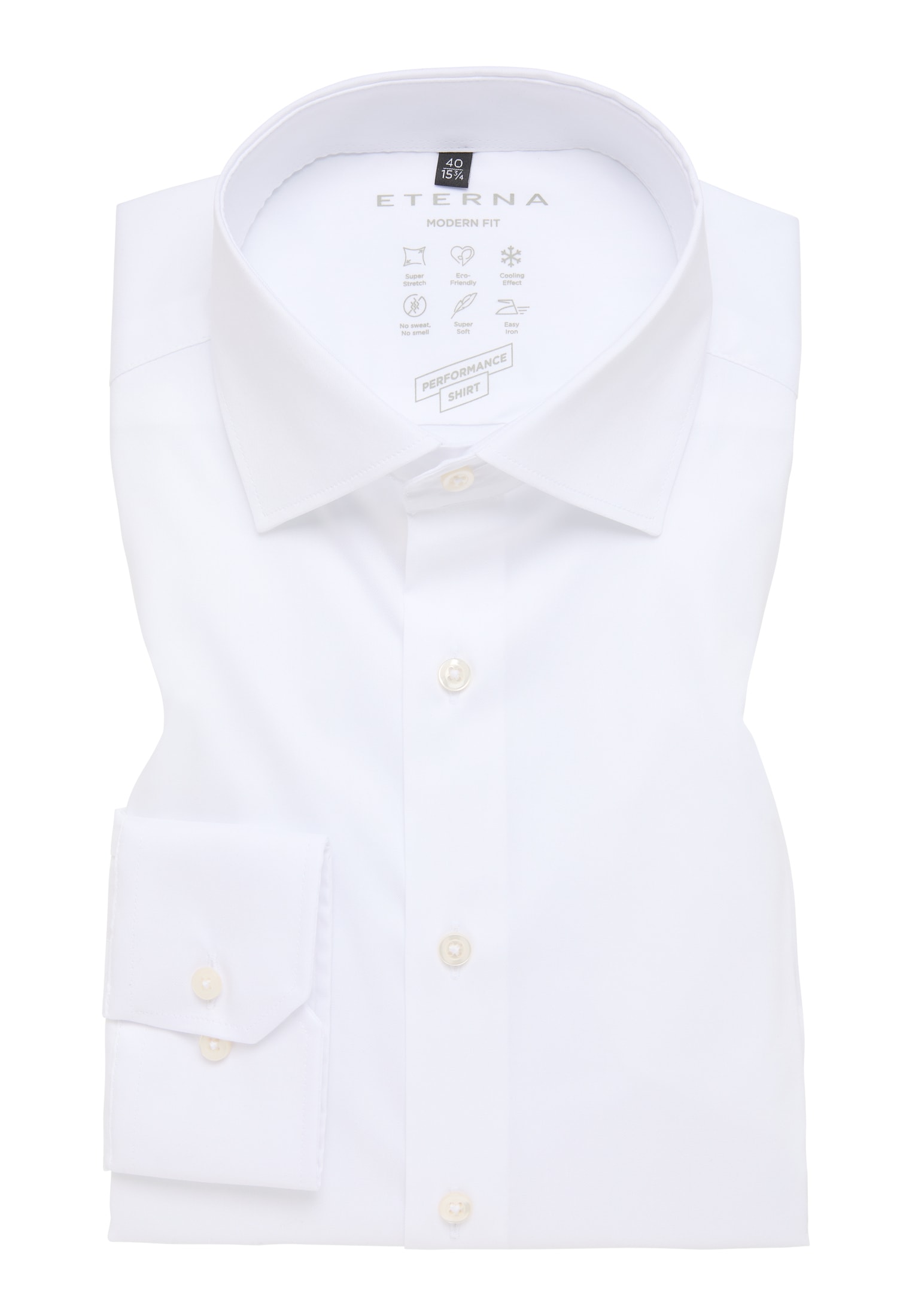 MODERN FIT Performance Shirt in Langarm | | 1SH02224-00-01-40-1/1 40 weiß | unifarben | weiß