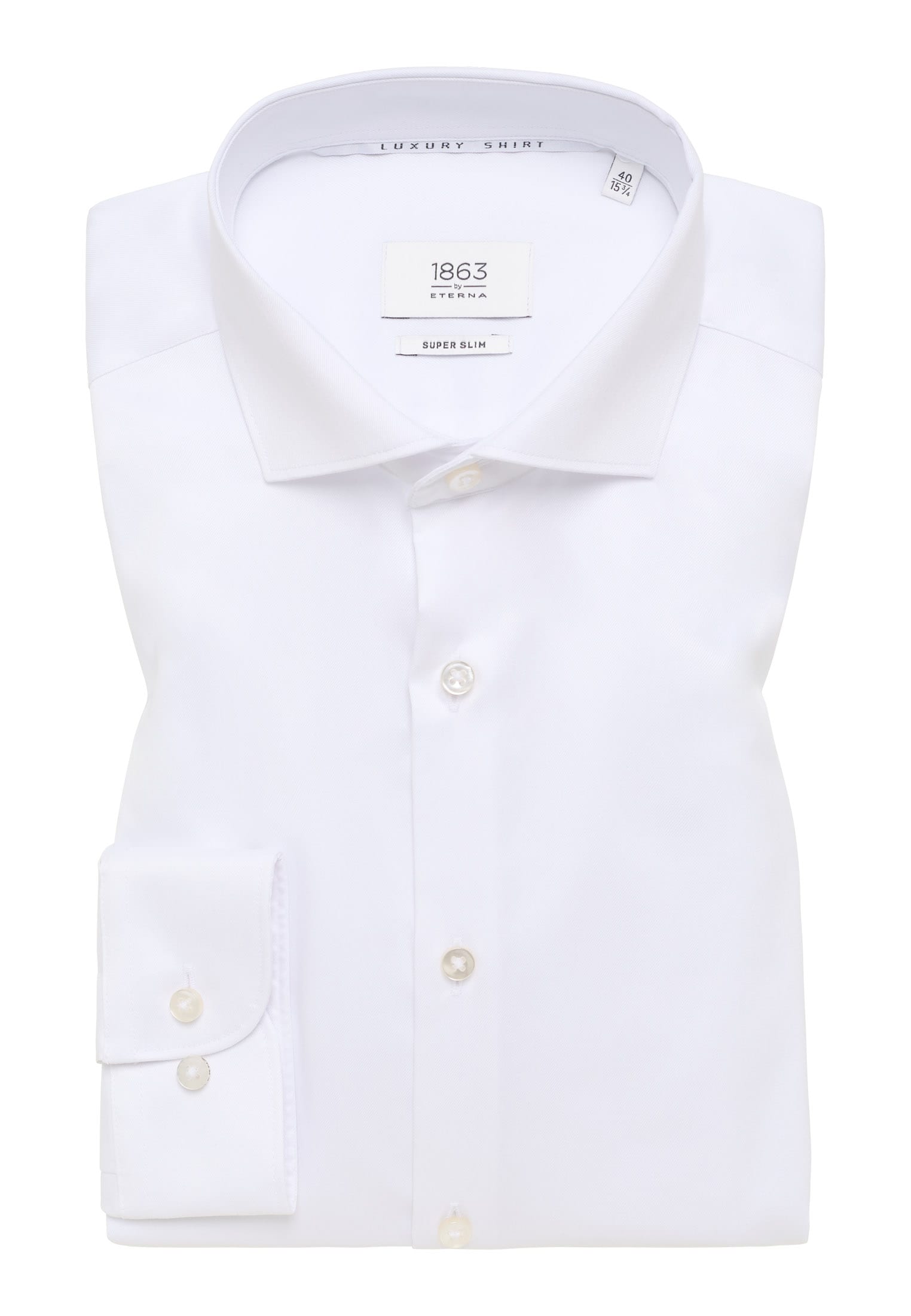 SUPER SLIM Luxury Shirt in unifarben Langarm weiß | weiß 42 | | | 1SH13010-00-01-42-1/1