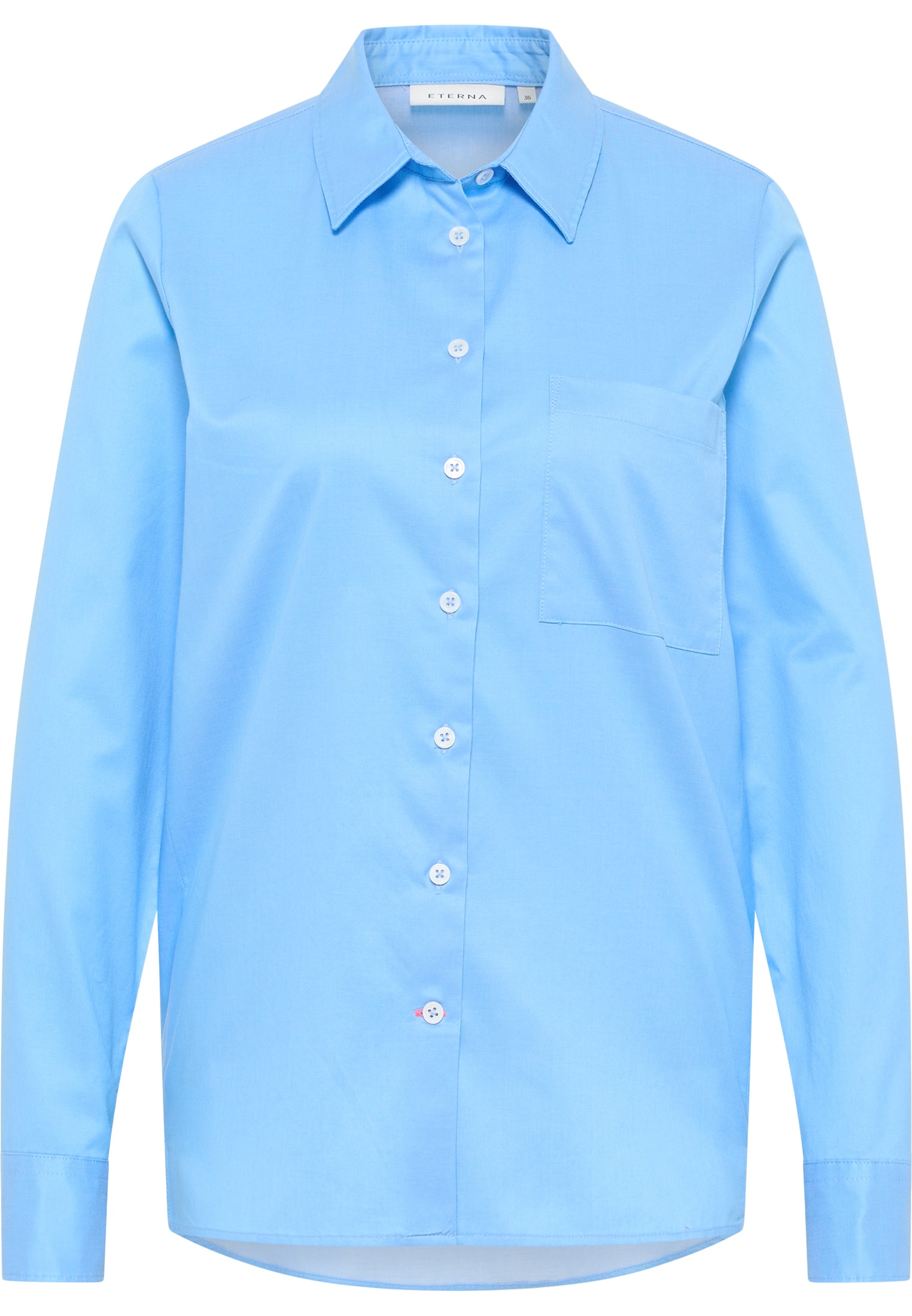 Shirt Luxury Langarm in unifarben | blau 2BL03851-01-41-38-1/1 blau | Bluse | 38 | Soft