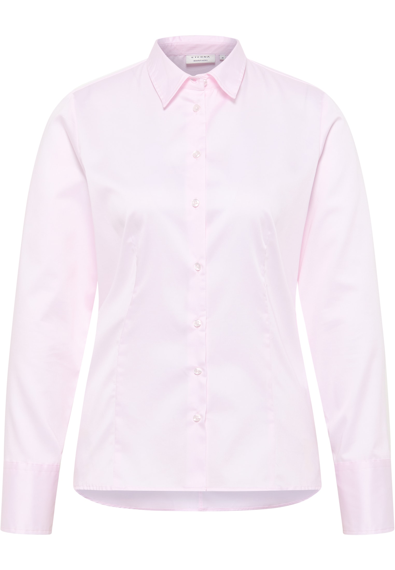 Satin Shirt Bluse in rosa unifarben | rosa | 44 | Langarm |  2BL00399-15-11-44-1/1