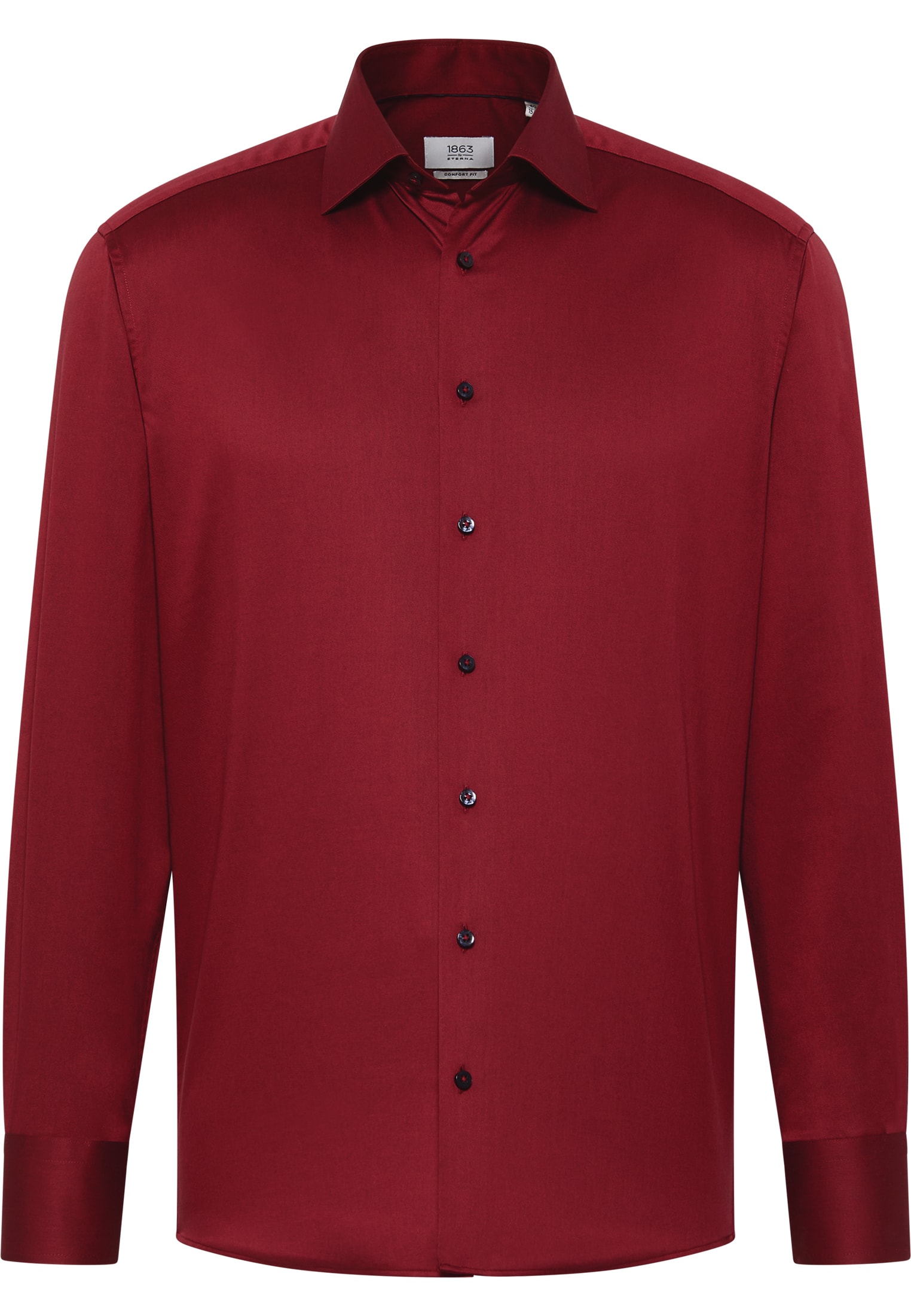 COMFORT FIT Luxury Shirt in robijnrood vlakte