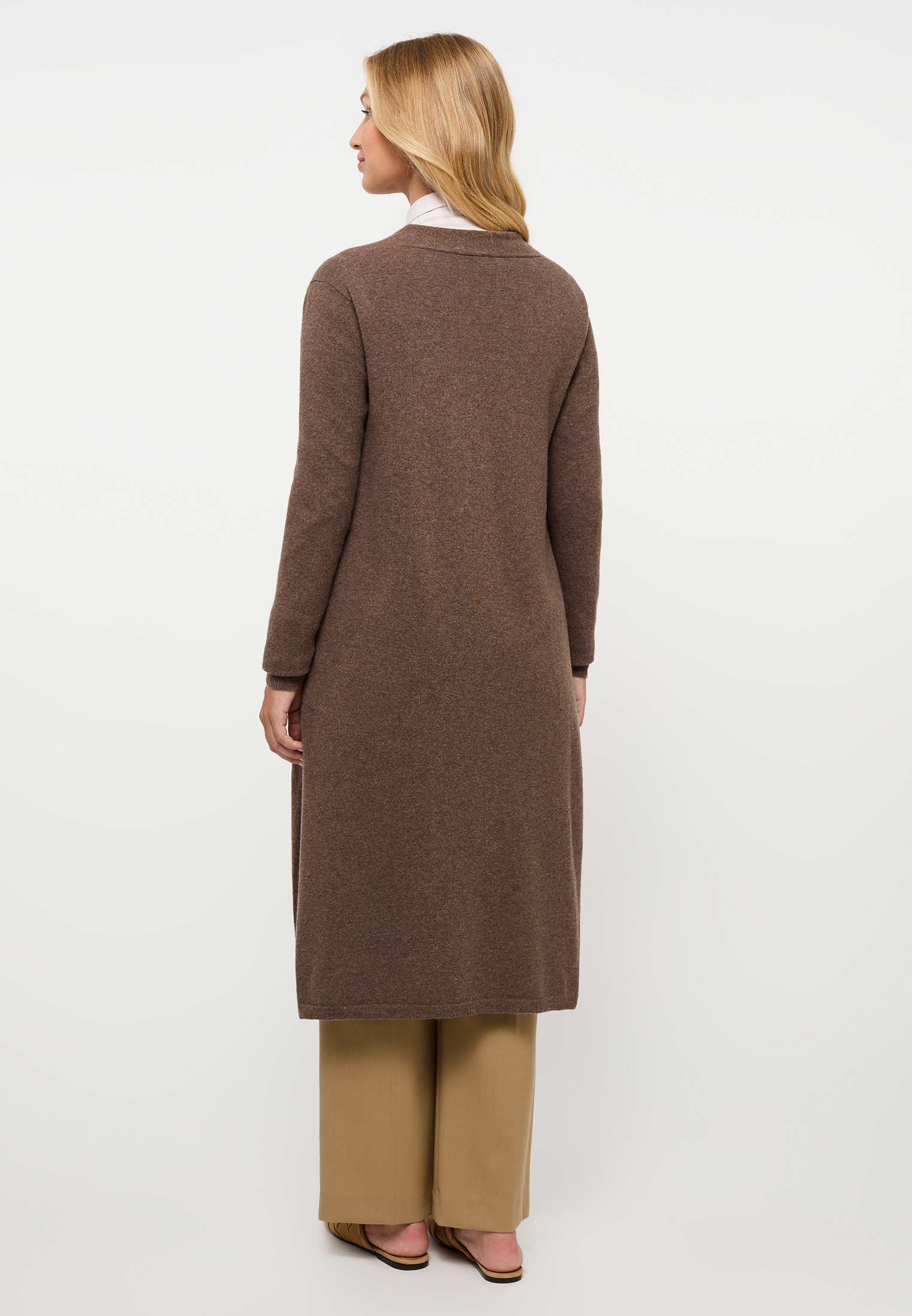 2XL | plain Knitted brown | dark | 2KN00093-02-92-2XL in dark brown cardigan