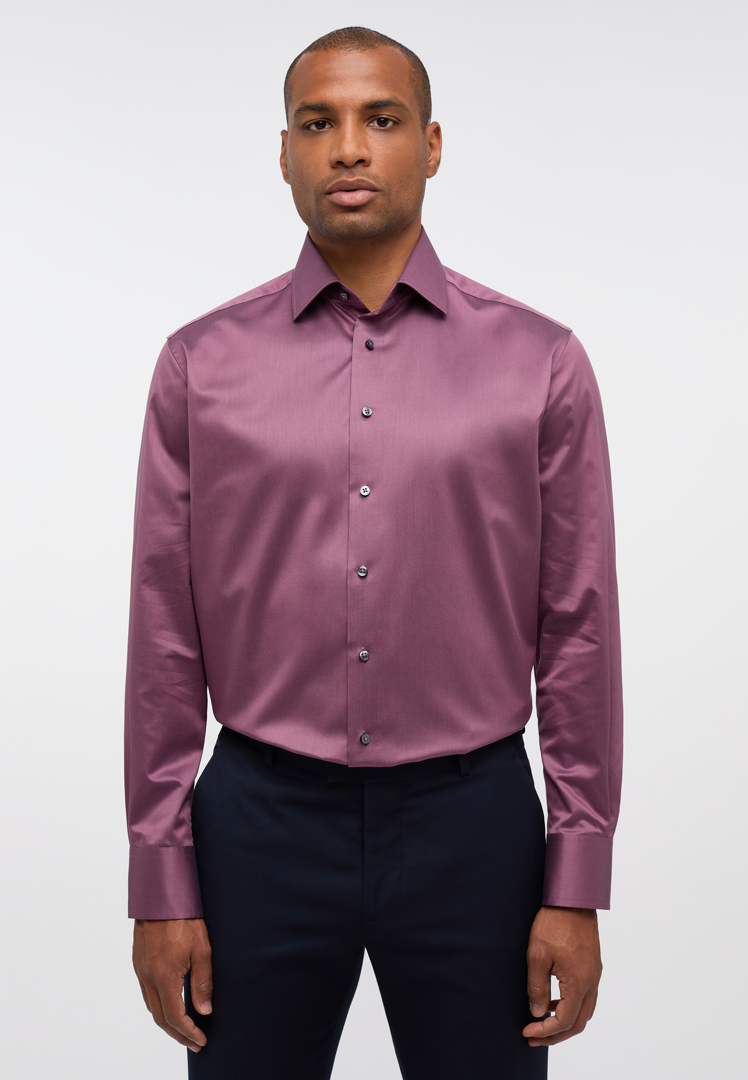 COMFORT FIT Luxury Shirt 46 unifarben Langarm | pflaume 1SH04924-09-81-46-1/1 | pflaume in | 