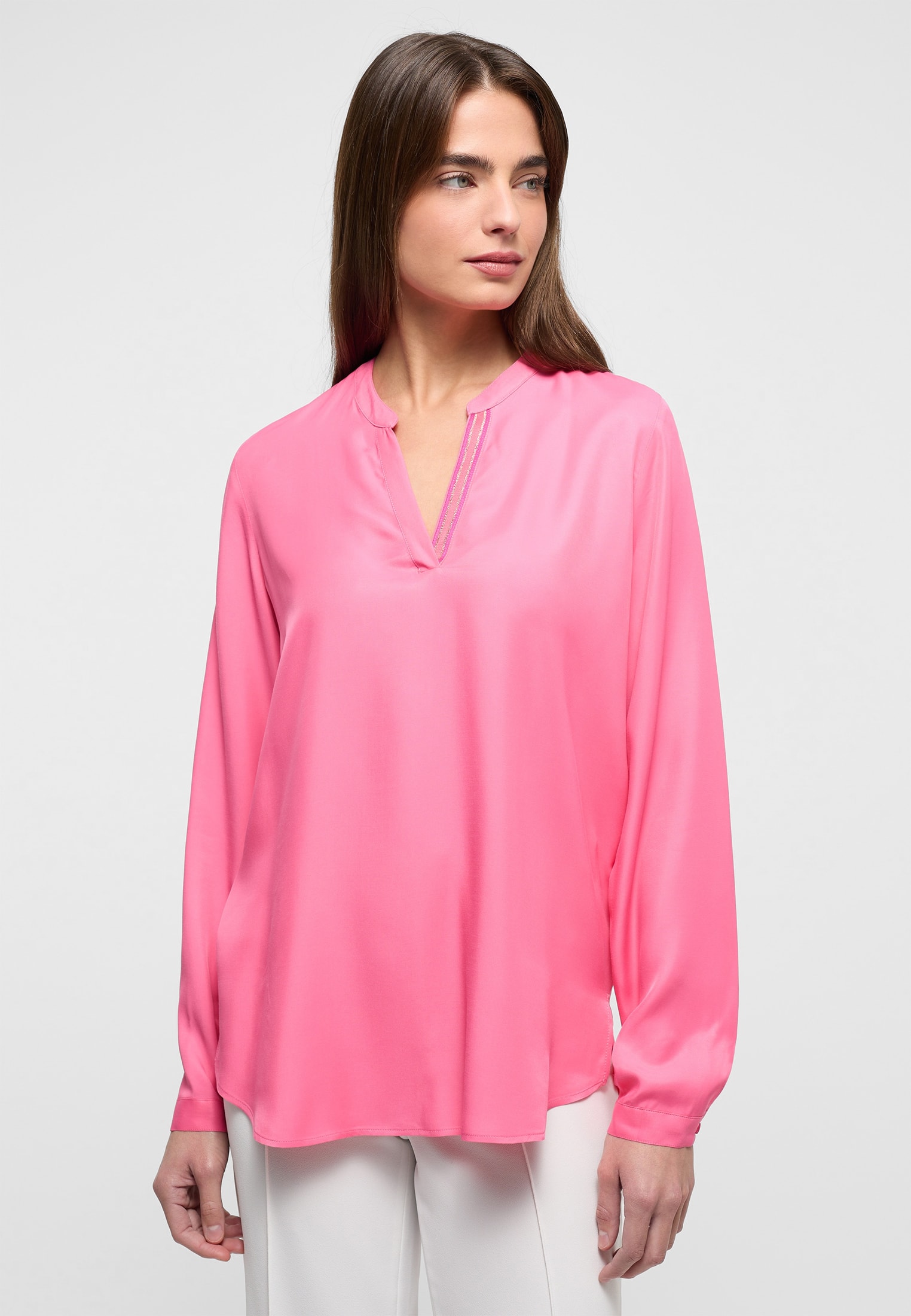 Viscose Shirt Bluse 42 in unifarben | Langarm pink pink | | | 2BL04272-15-21-42-1/1