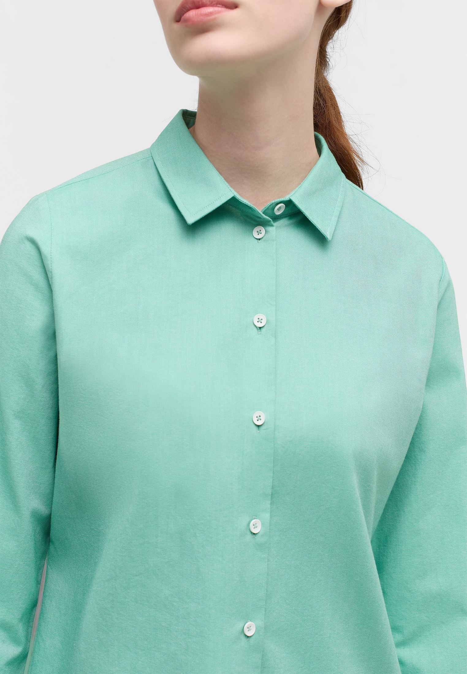 Oxford Shirt unifarben | Langarm | hellgrün | Bluse 2BL04173-04-02-50-1/1 in 50 | hellgrün