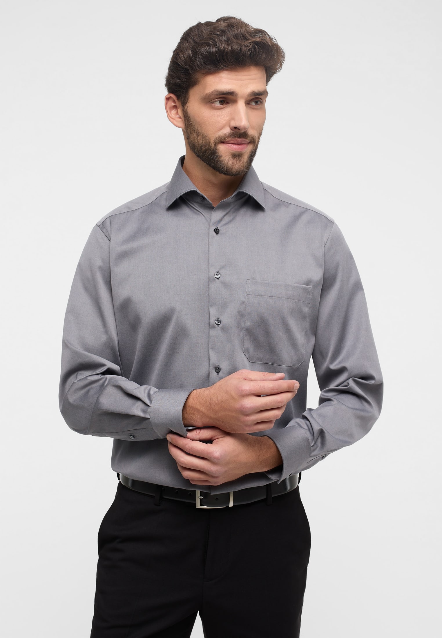 COMFORT FIT Cover grau unifarben Shirt in | Langarm | grau | 1SH05506-03-01-41-1/1 41 