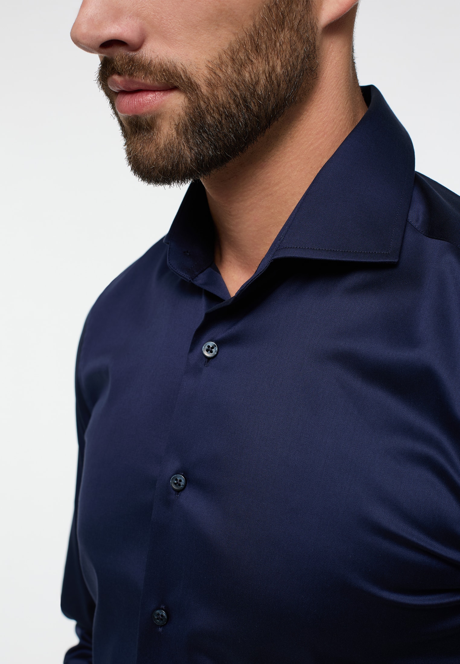 SLIM FIT Shirt dunkelblau Luxury | in 44 unifarben Langarm | dunkelblau 1SH04299-01-81-44-1/1 | 