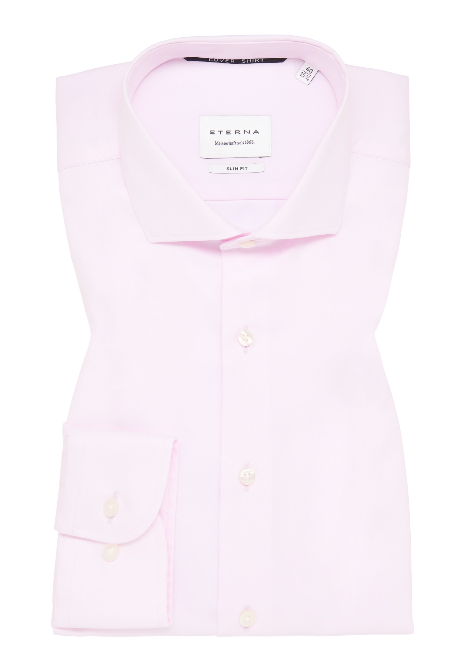 SLIM FIT | | | rosa | rosa 42 unifarben Langarm Cover in Shirt 1SH05518-15-11-42-1/1