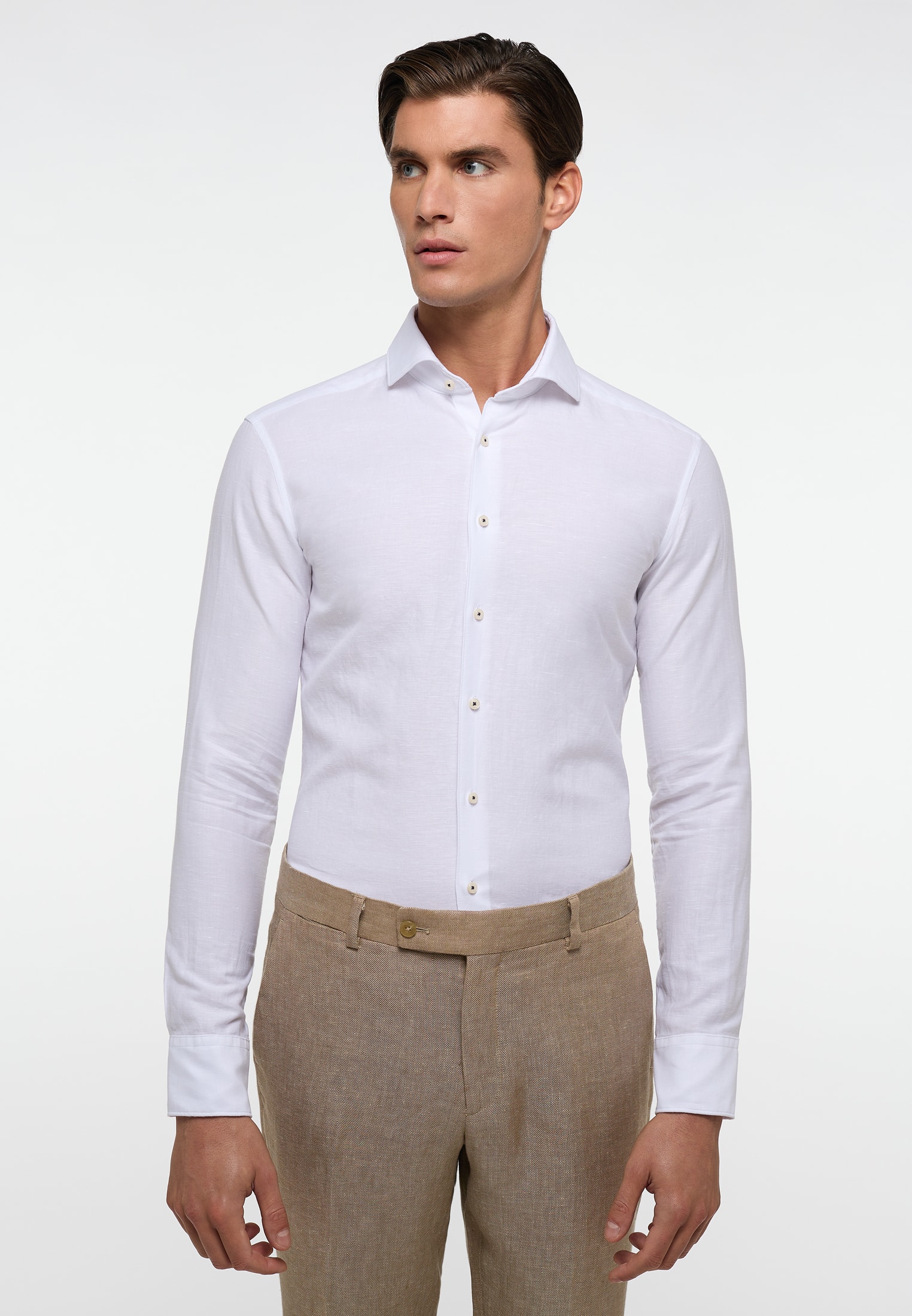 SLIM FIT Linen Shirt sleeve | white in | white | 1SH00626-00-01-39-1/1 39 | plain long