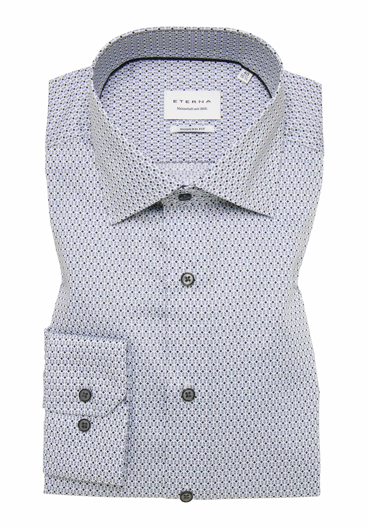 Camicia uomo celeste Eterna Modern Fit – Cotone Premium Twill No stiro Saldi