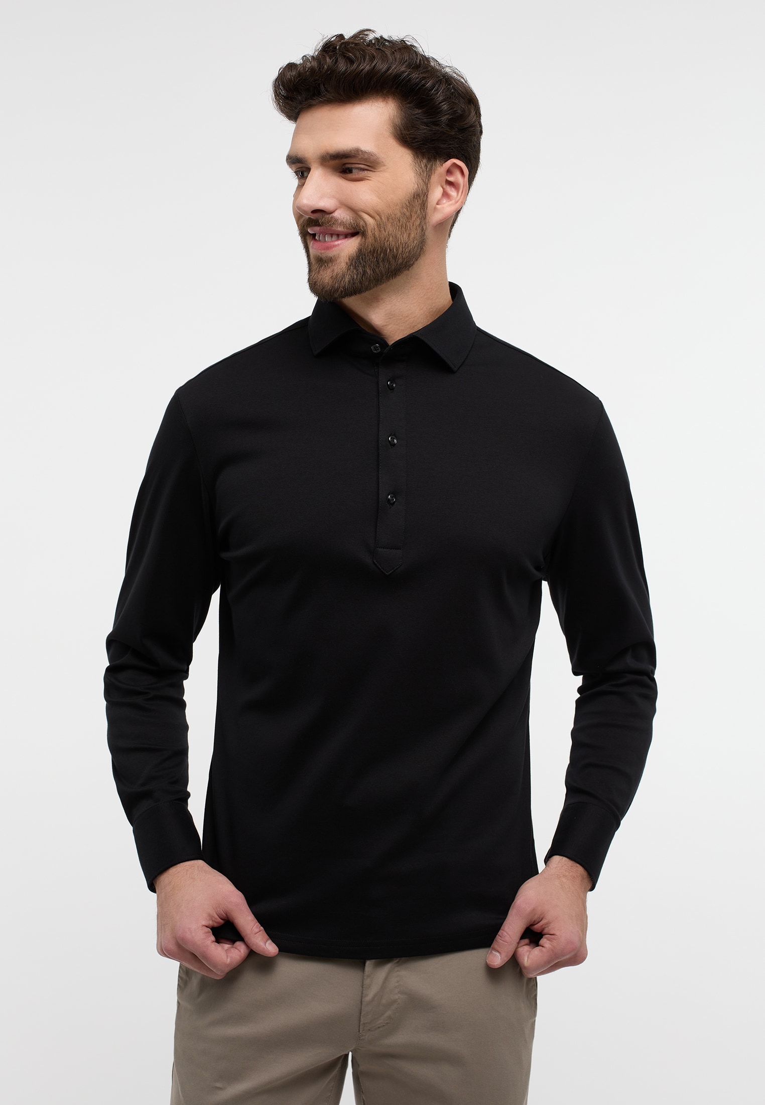 Vijftig scannen vertalen ETERNA Soft Tailoring Polo Shirt MODERN FIT | zwart | 44 | Lange mouw |  1SP00213-03-91-44-1/1