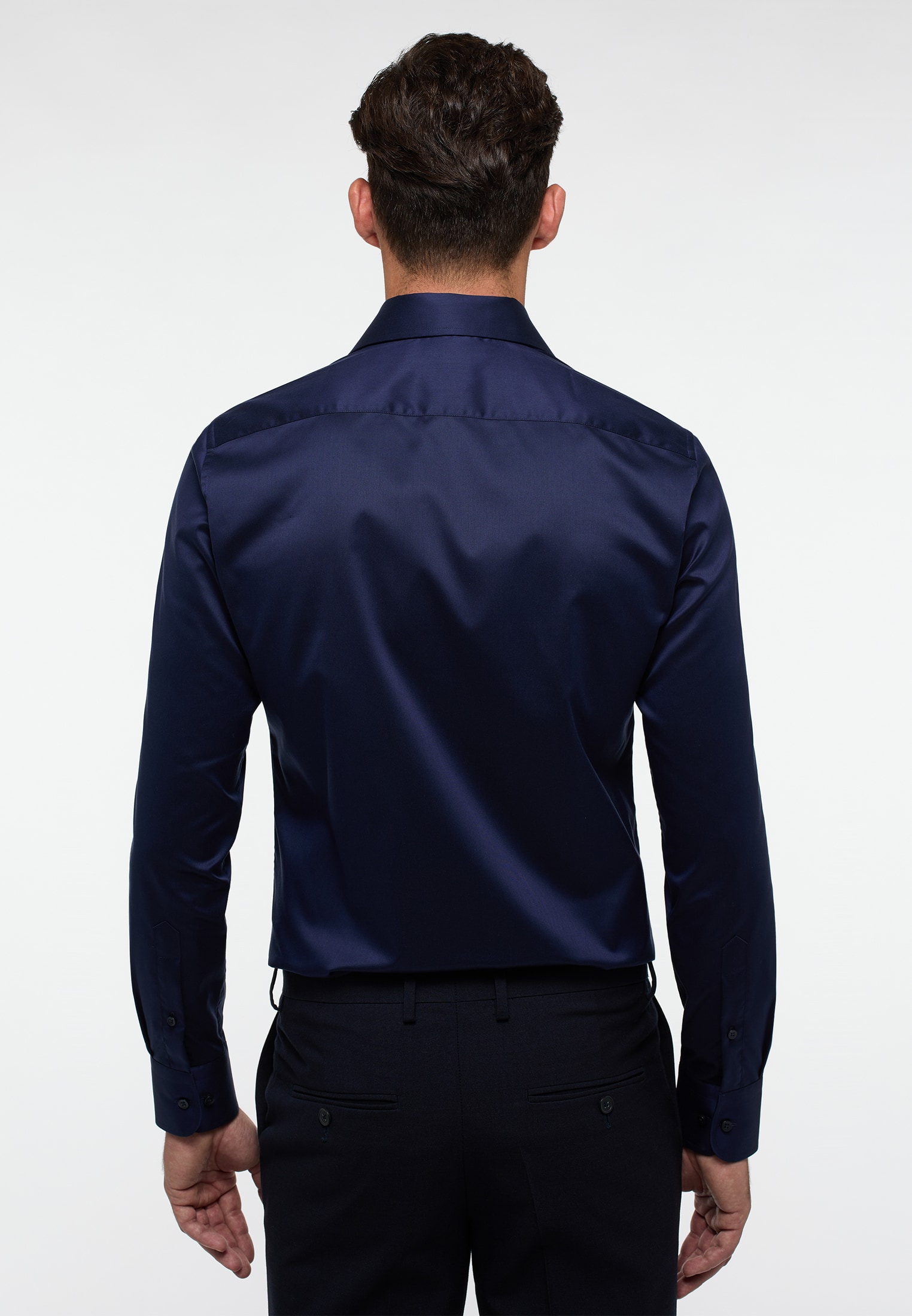 SLIM FIT Luxury Shirt | dunkelblau | | unifarben 1SH04299-01-81-44-1/1 dunkelblau in | Langarm 44