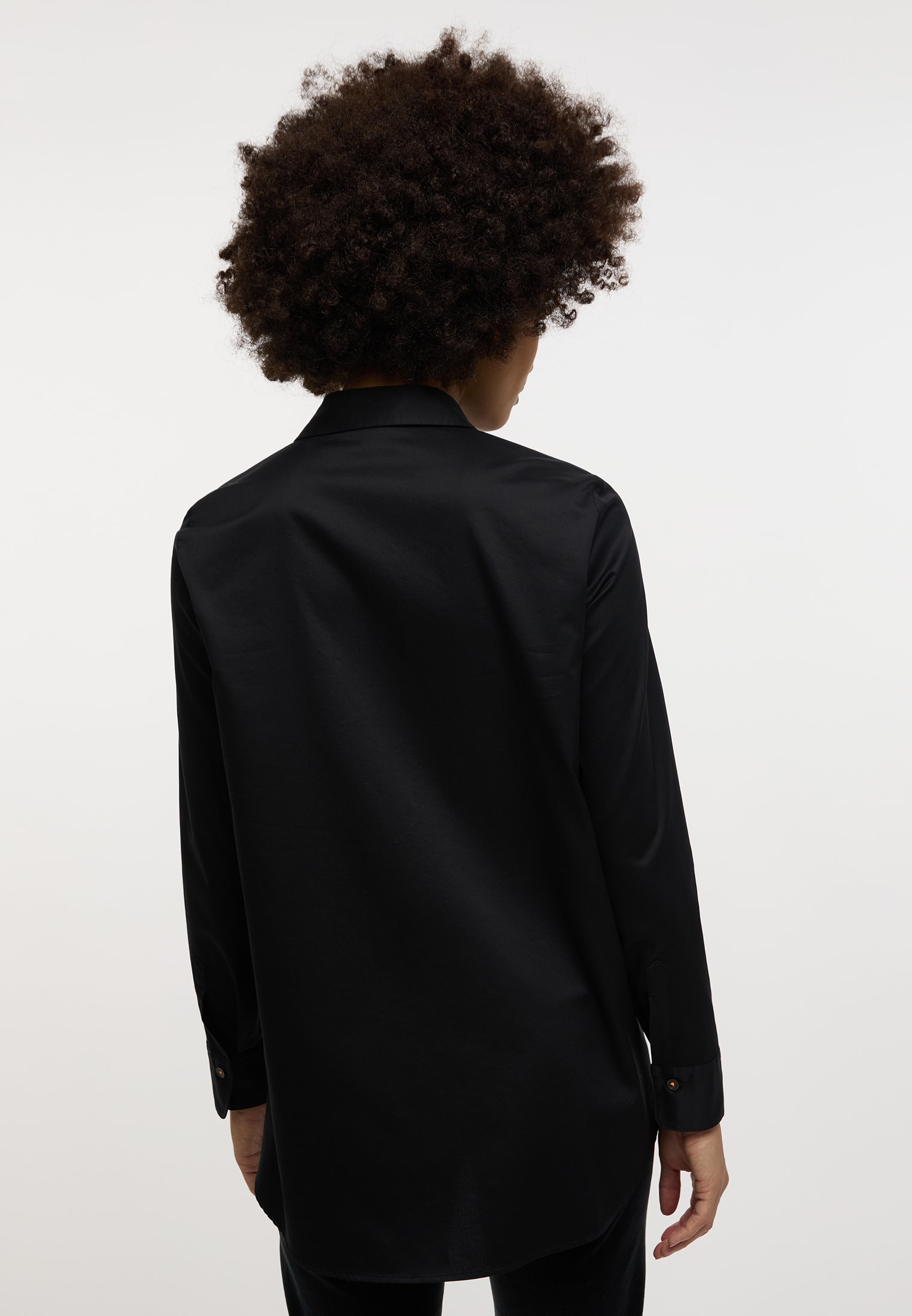 Soft Luxury Shirt Blouse in black plain | black | 52 | long sleeve