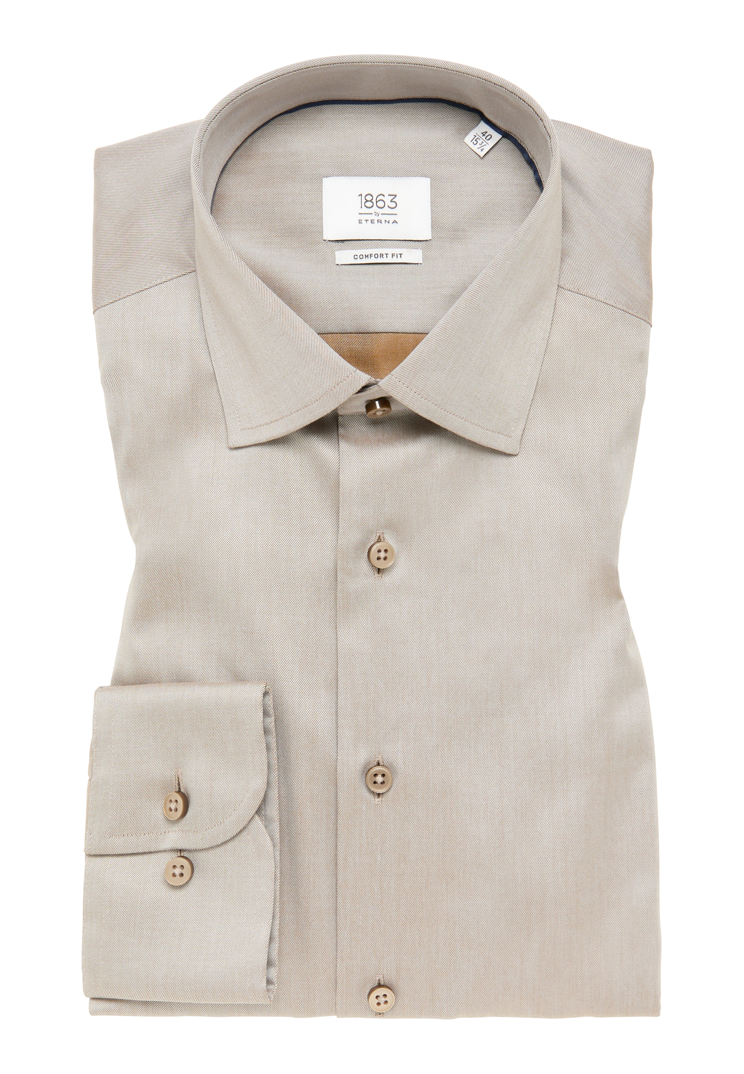 COMFORT FIT Luxury Shirt unifarben | taupe Langarm | 1SH04924-02-71-54-1/1 | taupe | 54 in