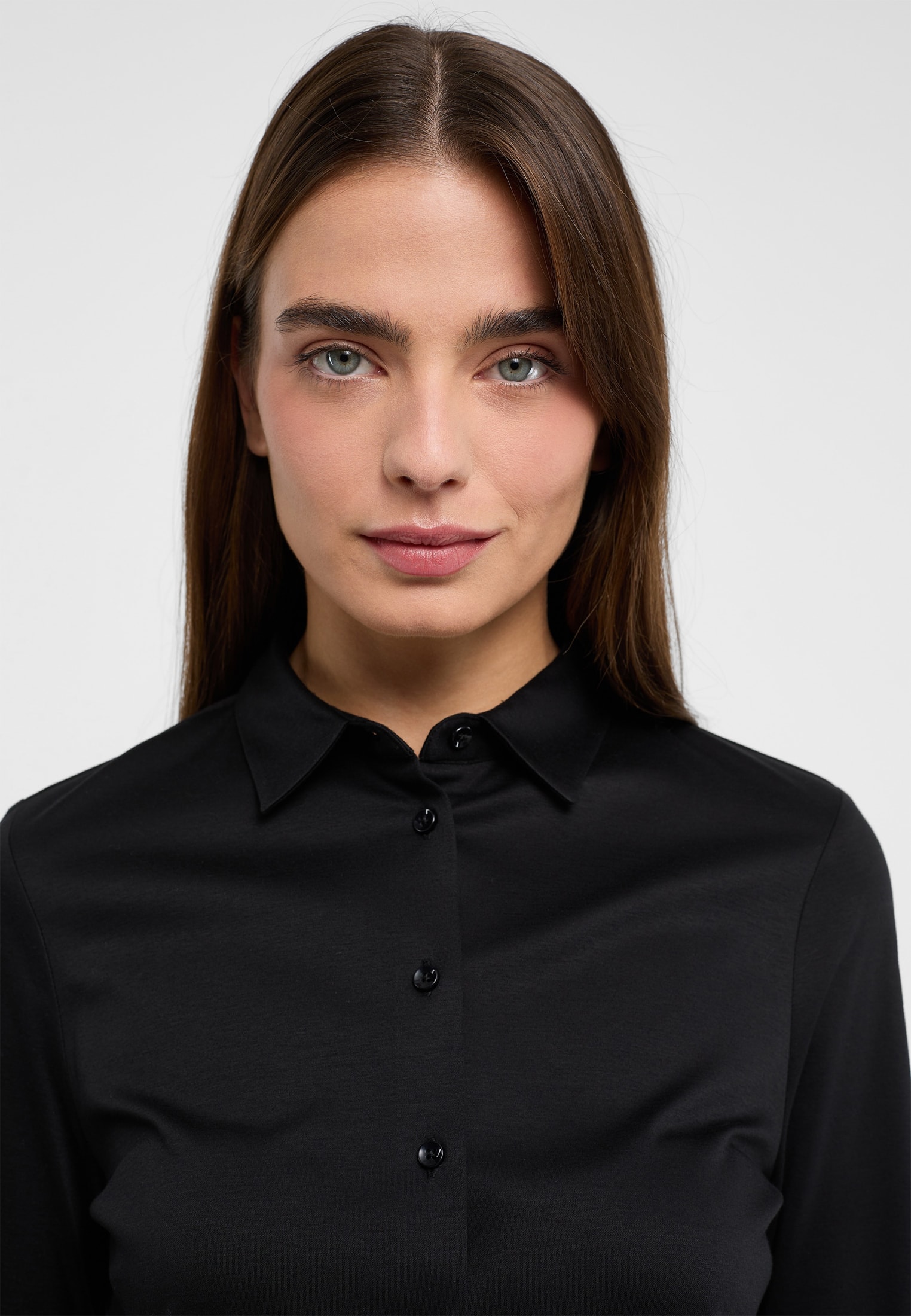 Jersey Shirt Bluse in 42 | 2BL00229-03-91-42-1/1 schwarz | | unifarben | Langarm schwarz