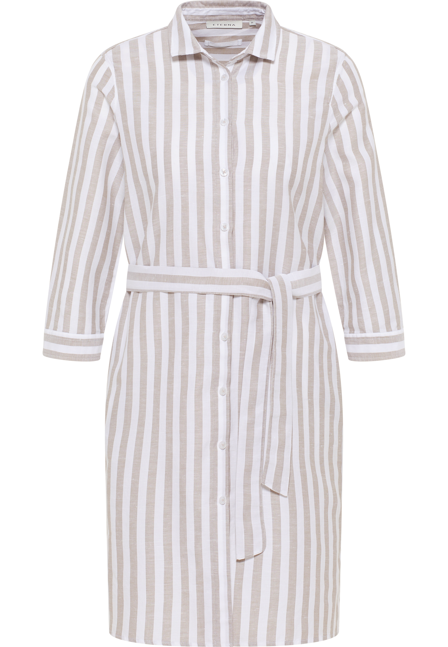 Hemdblusenkleid in khaki striped | | | khaki sleeves 2DR00267-04-52-50-3/4 50 | 3/4