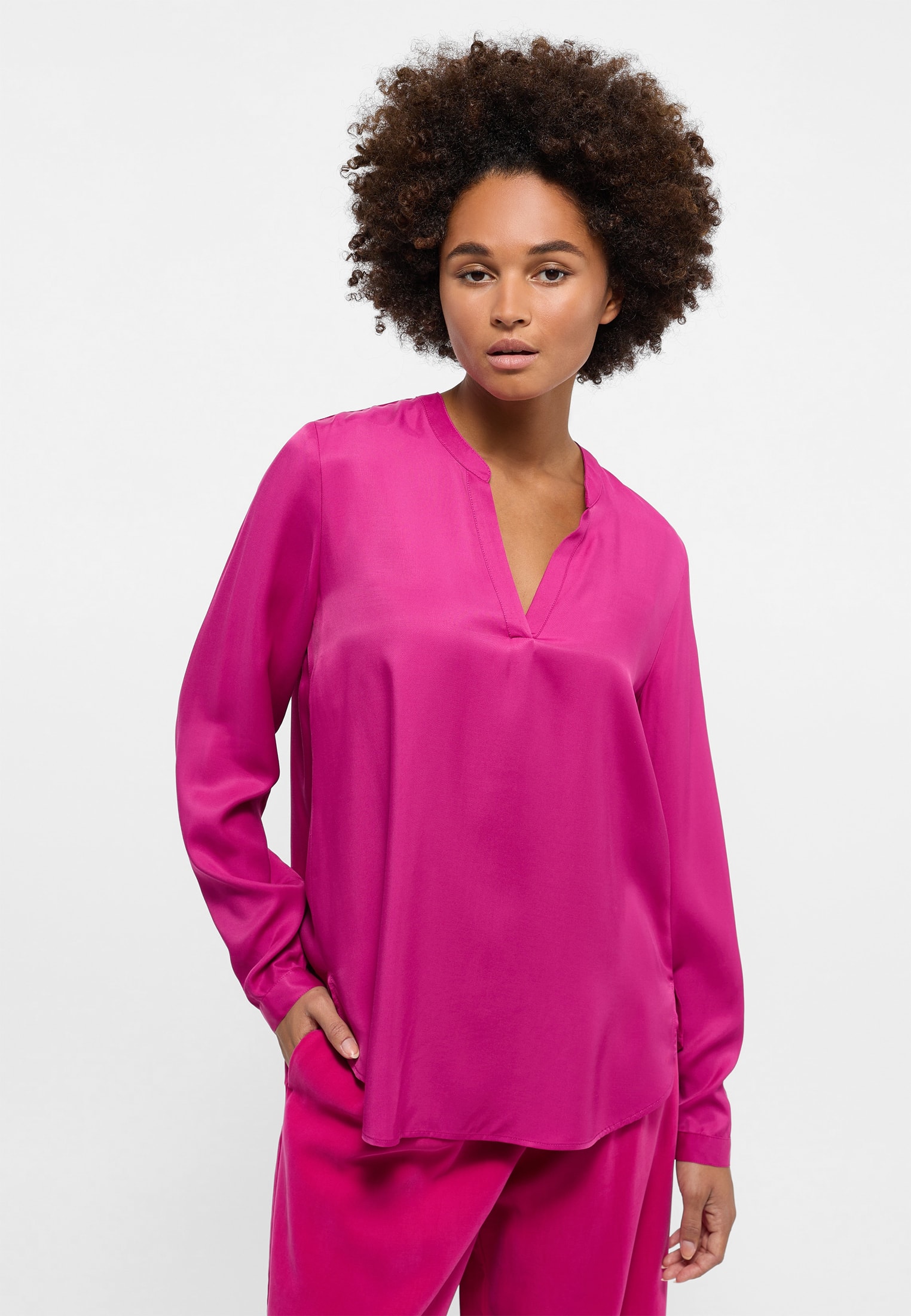 38 | pink pink Shirt | | Bluse 2BL00329-15-31-38-1/1 | unifarben in Viscose Langarm vibrant vibrant