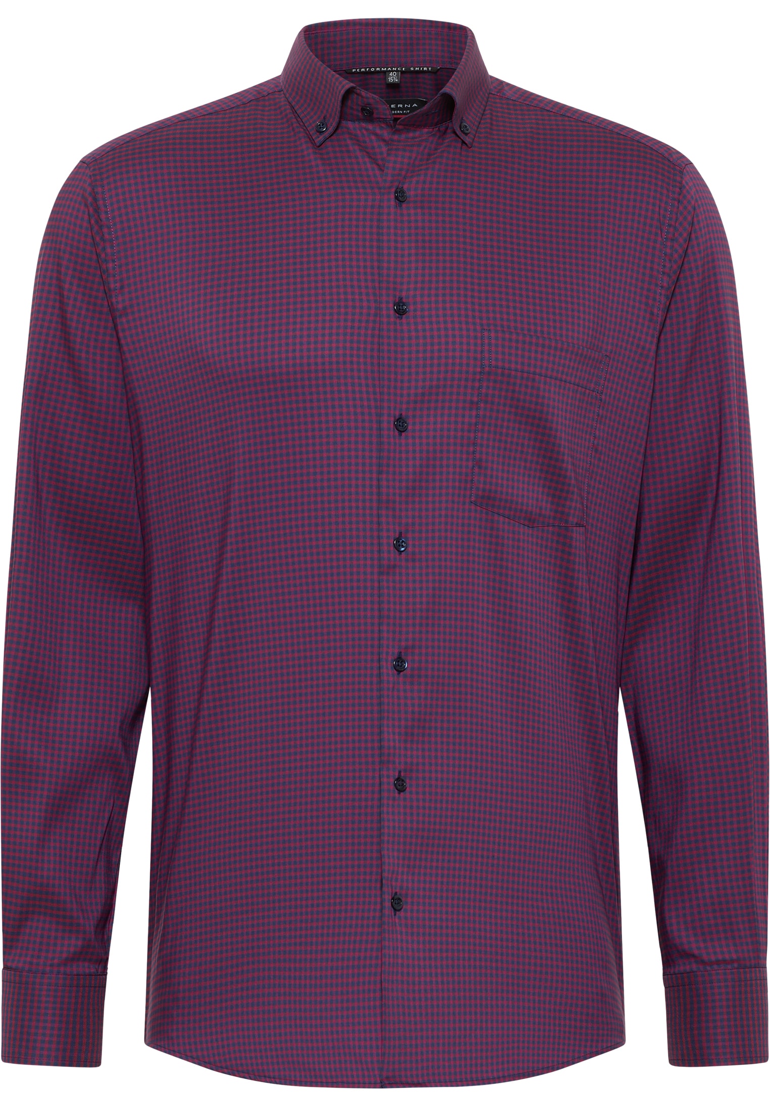 MODERN FIT Performance Shirt in donkerrood geruit