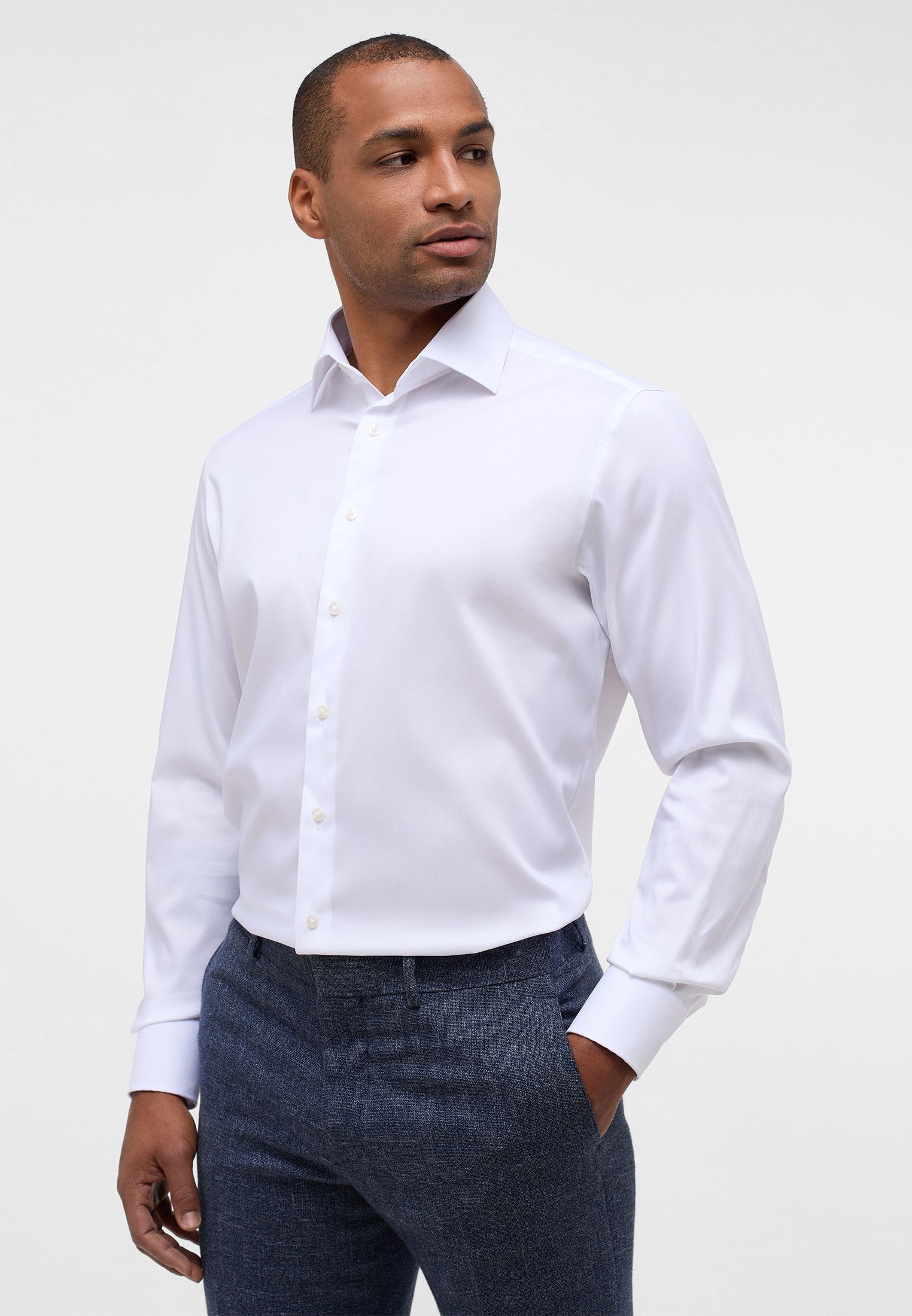 MODERN FIT Performance Shirt | weiß 1SH02224-00-01-39-1/1 | Langarm in | 39 | weiß unifarben