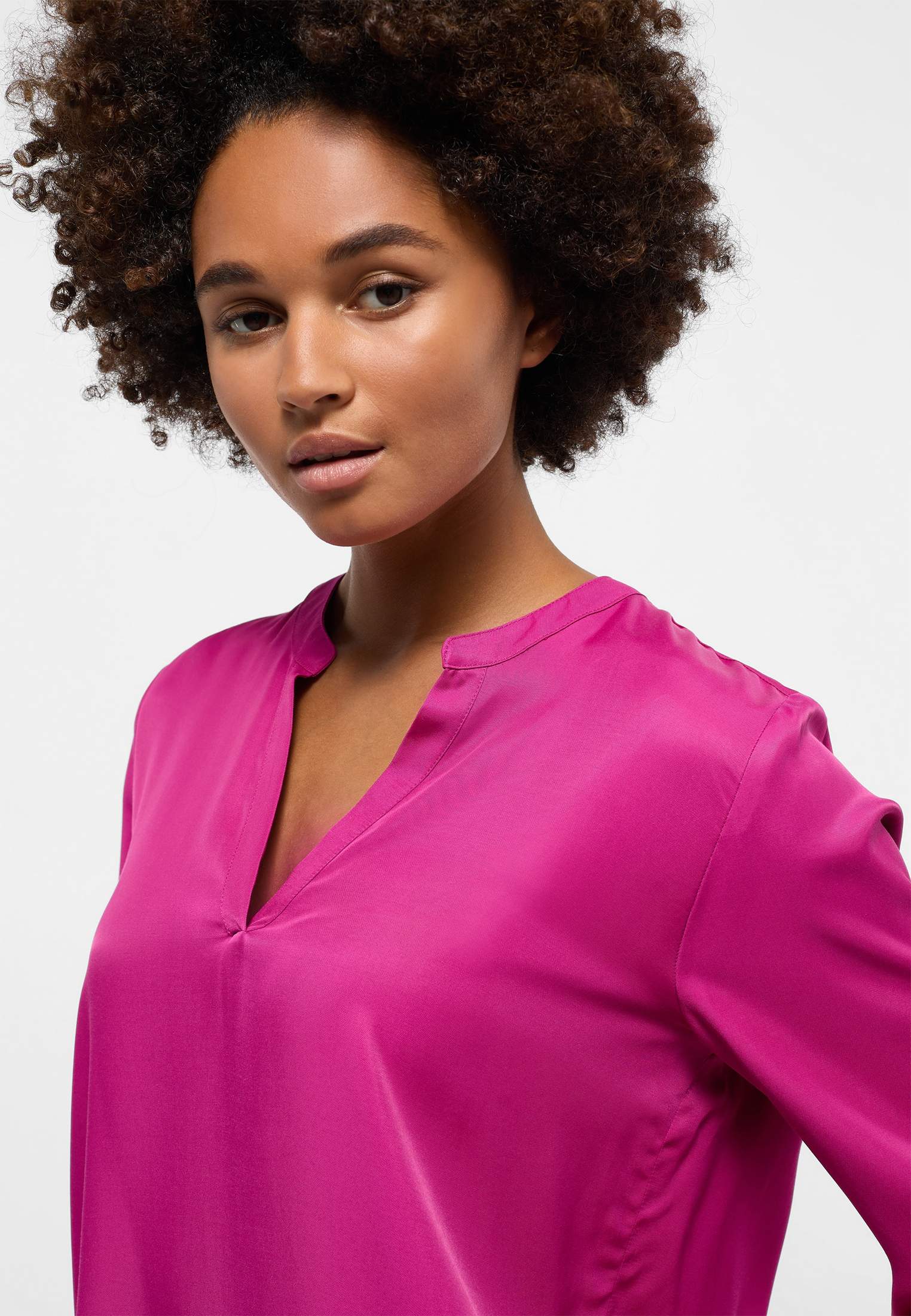 Viscose Shirt Bluse in vibrant Langarm vibrant pink | | | | 2BL00329-15-31-34-1/1 34 pink unifarben