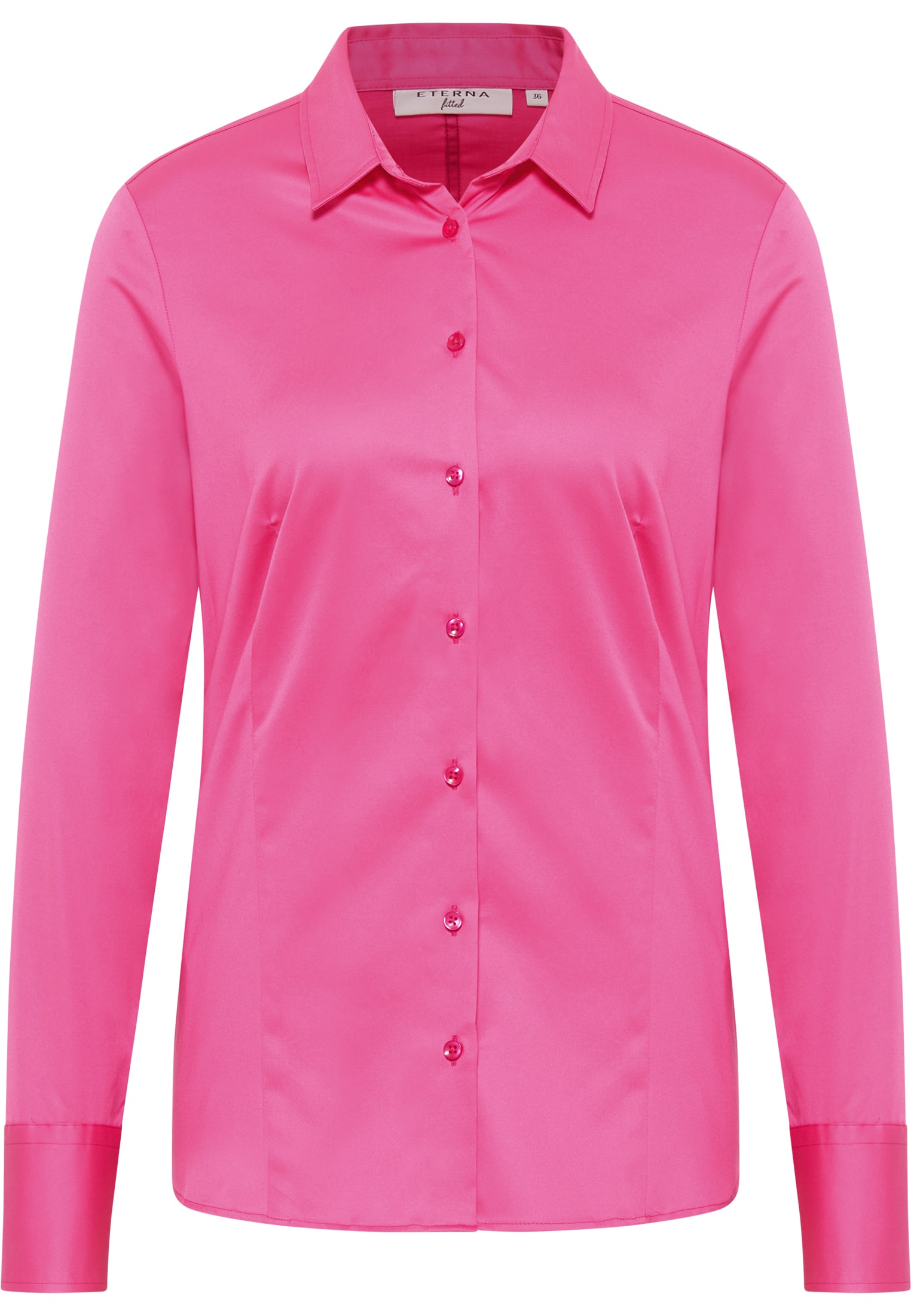 in Shirt 2BL04012-15-21-36-1/1 | 36 Langarm Bluse pink | | Satin unifarben pink |