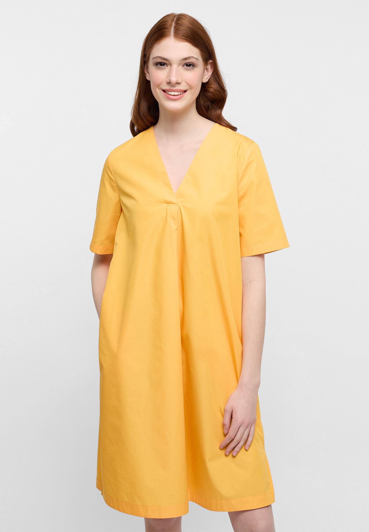 Shirt dress in mandarin plain | 42 sleeve mandarin | short | | 2DR00211-08-21-42-1/2