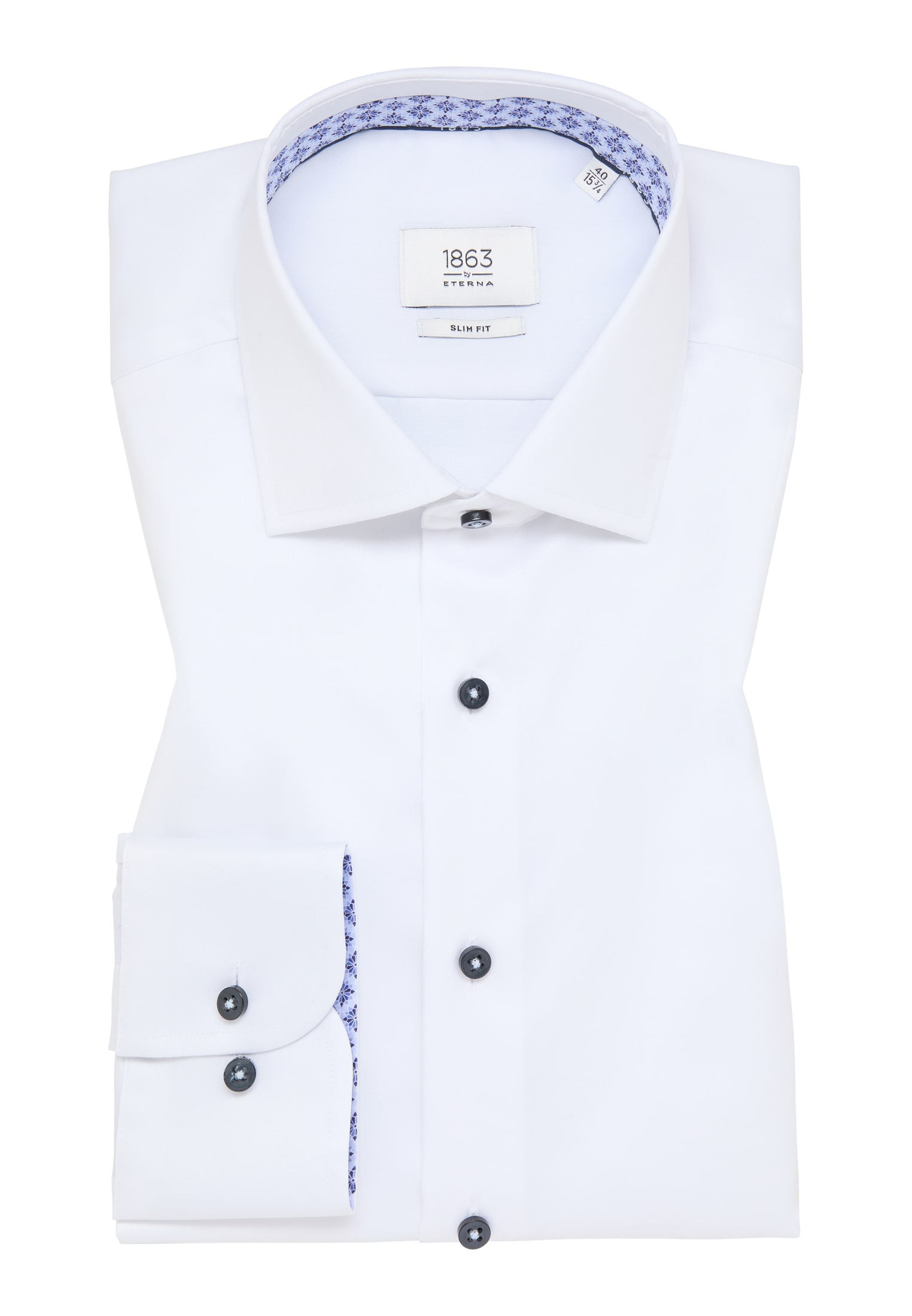 Langarm Luxury unifarben FIT SLIM | | in | Shirt 42 1SH12543-00-01-42-1/1 | weiß weiß