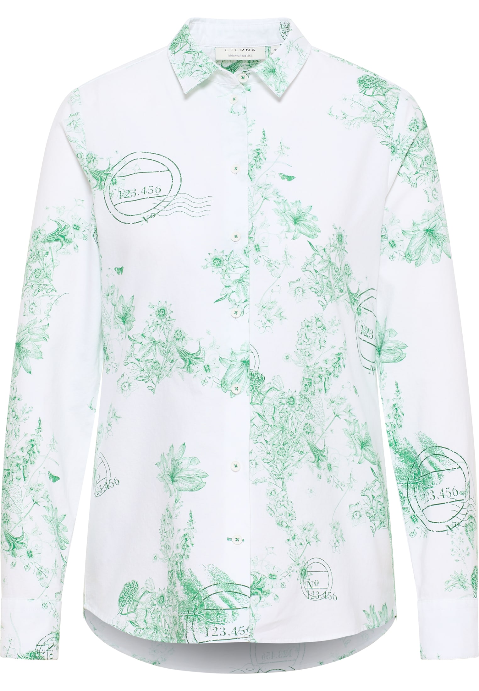 | in grün Shirt 2BL04169-04-01-44-1/1 | grün Oxford Bluse | 44 bedruckt Langarm |