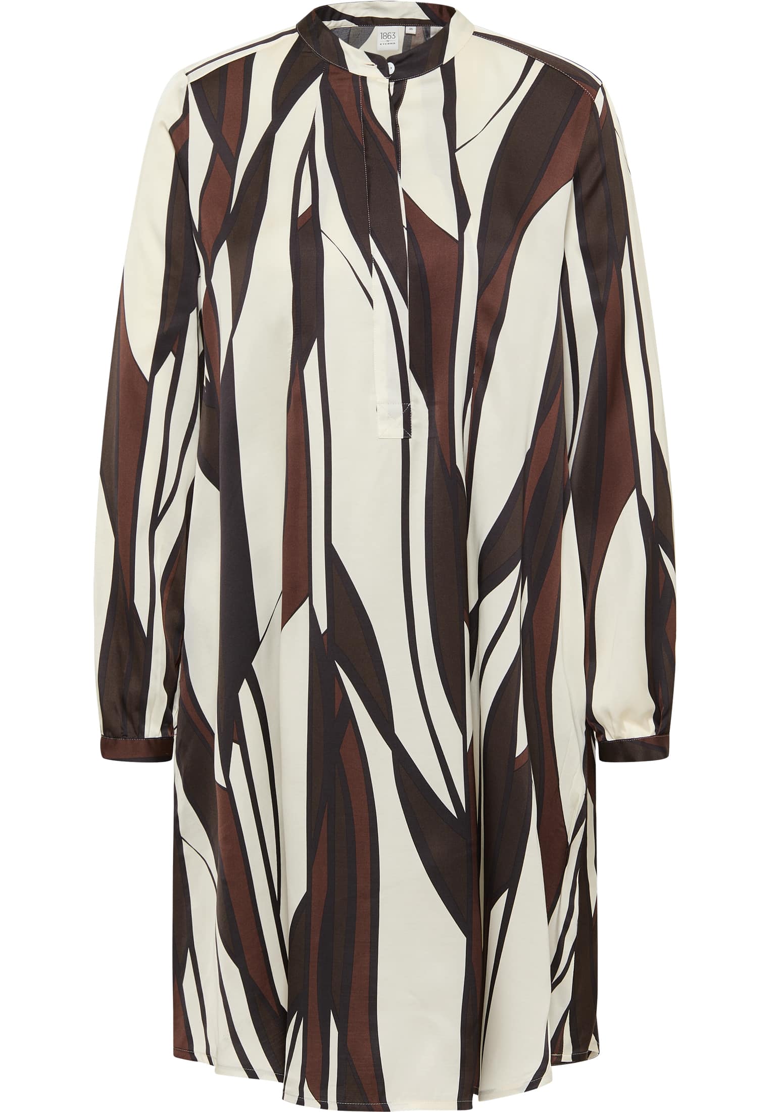 Hemdblusenkleid in brown printed | sleeve | brown | 2DR00259-02-91-44-1/1 long 44 