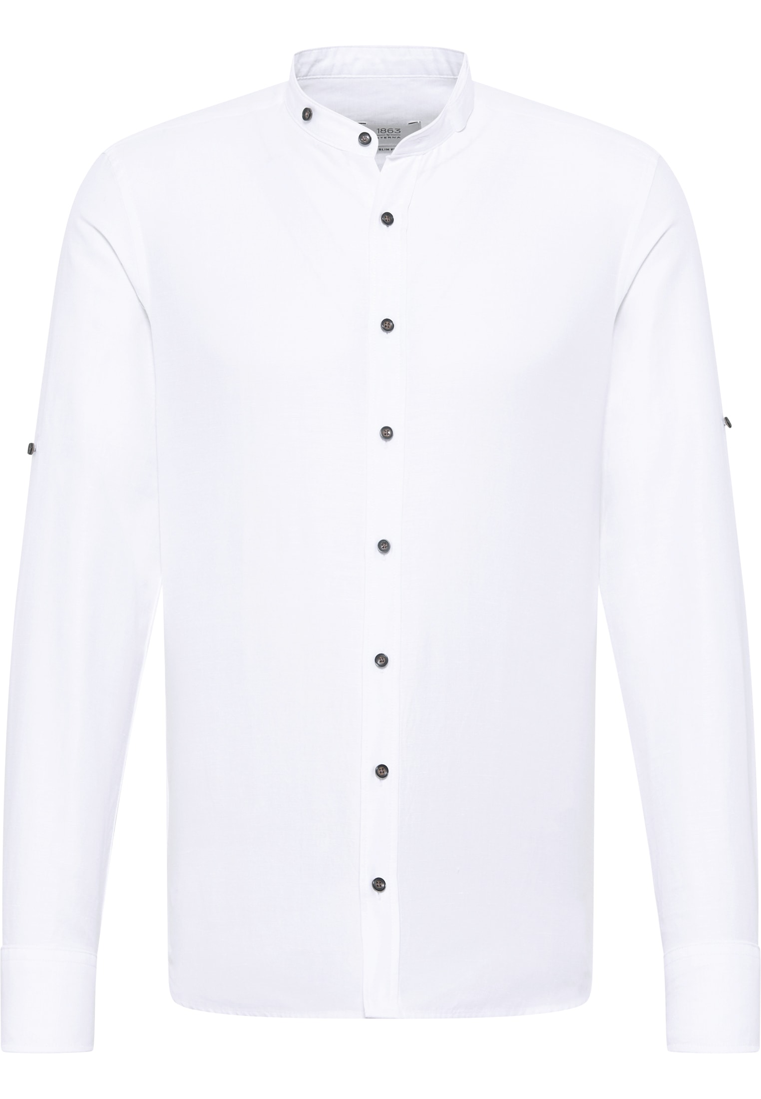 SLIM FIT Linen | | Shirt | | Langarm unifarben in weiß 40 1SH12593-00-01-40-1/1 weiß