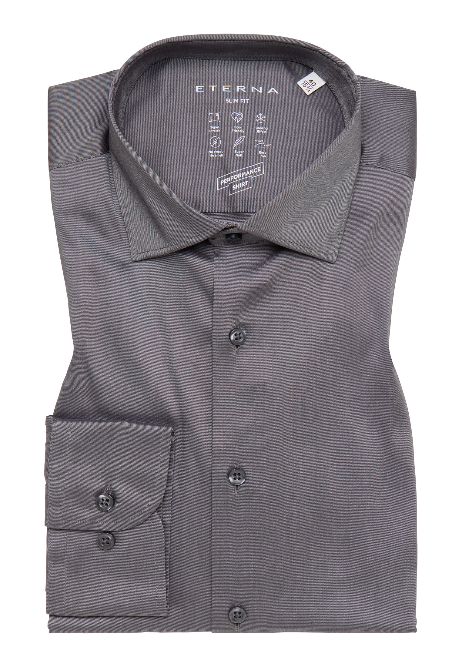 cm) 1SH02217-03-01-43-72 Shirt langer Performance | Arm grau (72 43 SLIM super unifarben | grau | in | FIT