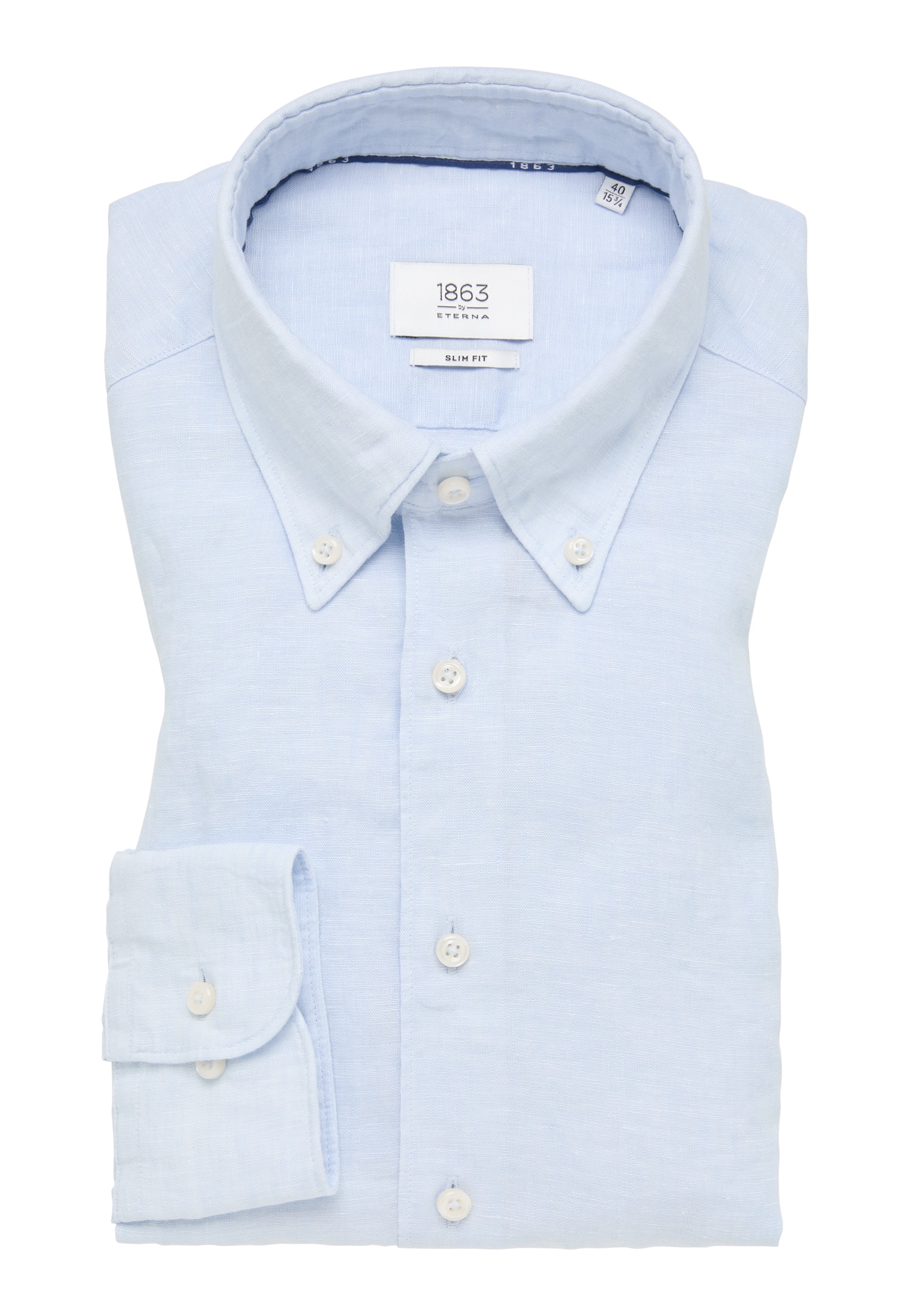 SLIM FIT Shirt in light 1SH11907-01-11-40-1/1 long | | blue light plain 40 | blue sleeve 