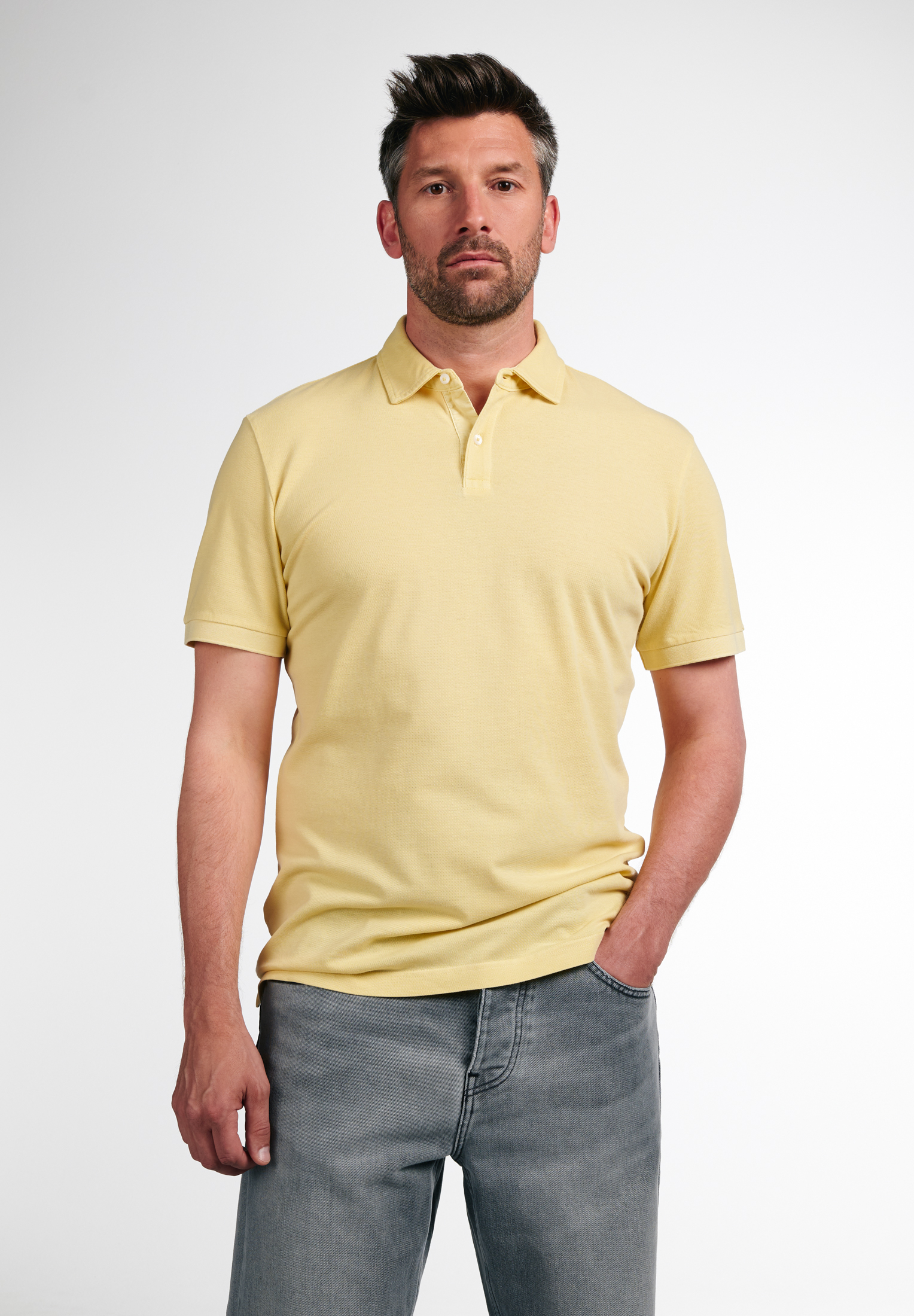 MODERN FIT Poloshirt in | unifarben | | gelb Kurzarm gelb 1SP00087-07-01-4XL-1/2 4XL 