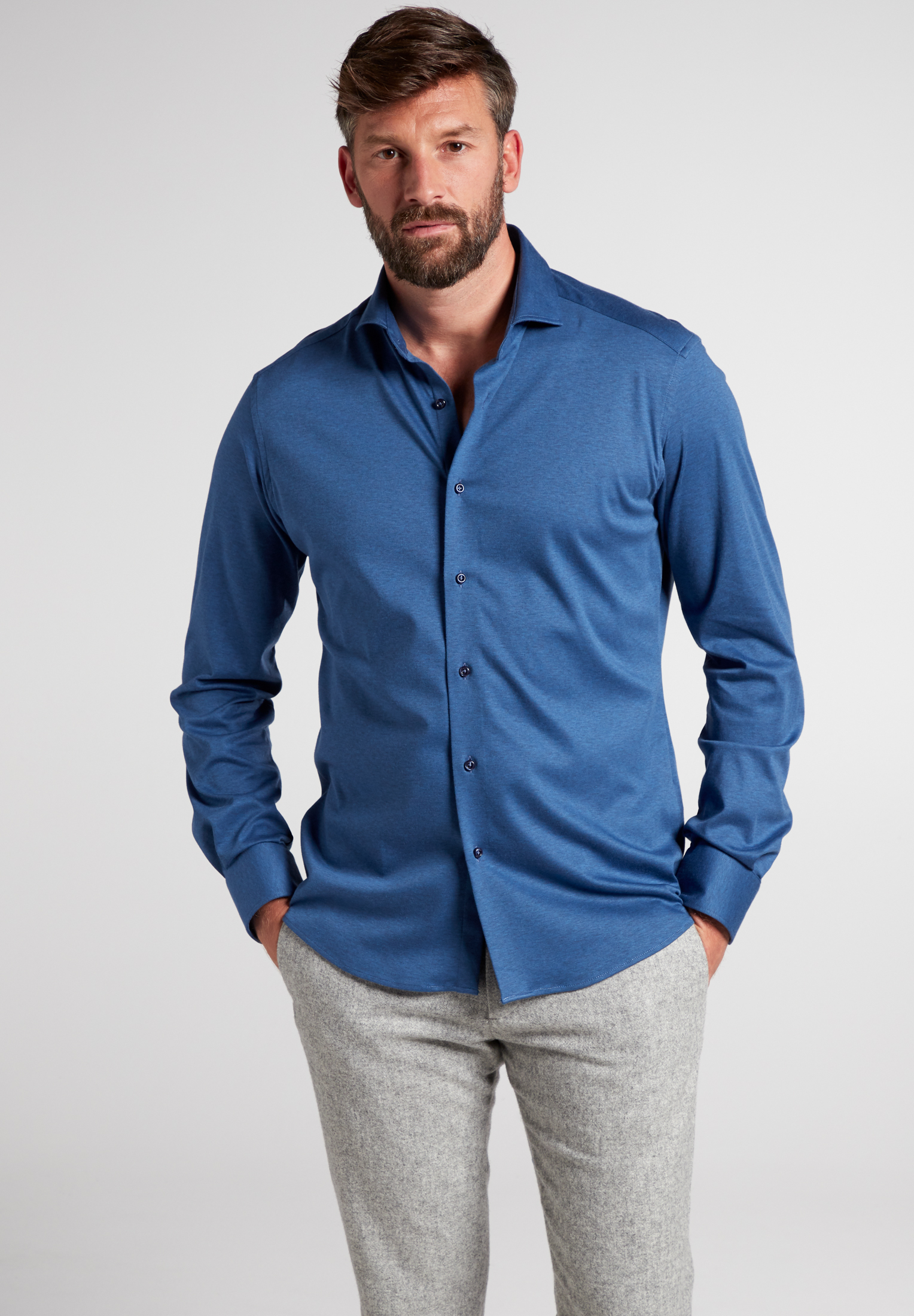 MODERN FIT Jersey Shirt in 1SH00374-01-41-47-1/1 | | | 47 | unifarben blau Langarm blau