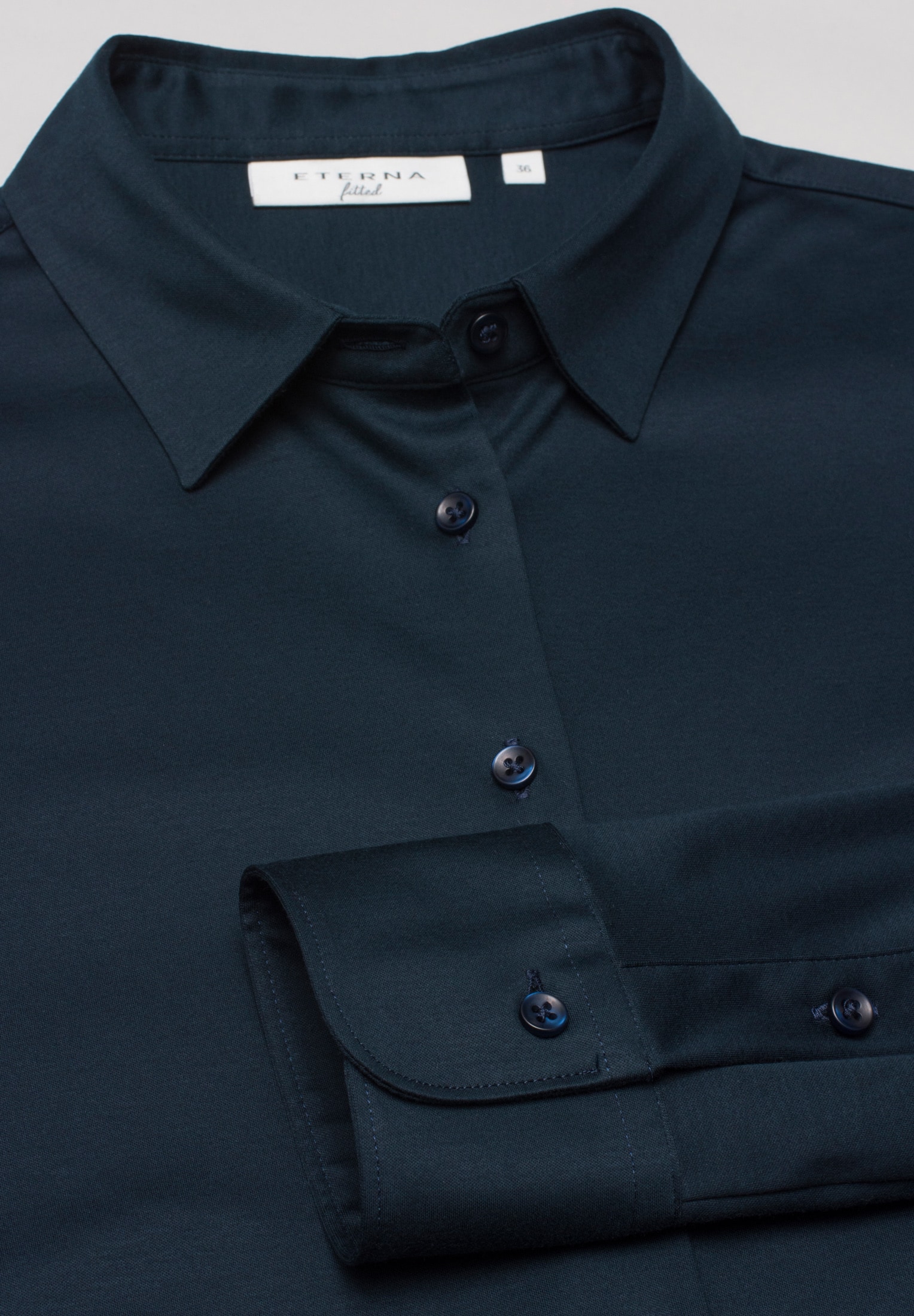 Jersey Shirt Bluse in navy unifarben | navy | Langarm | 44 |  2BL00229-01-91-44-1/1