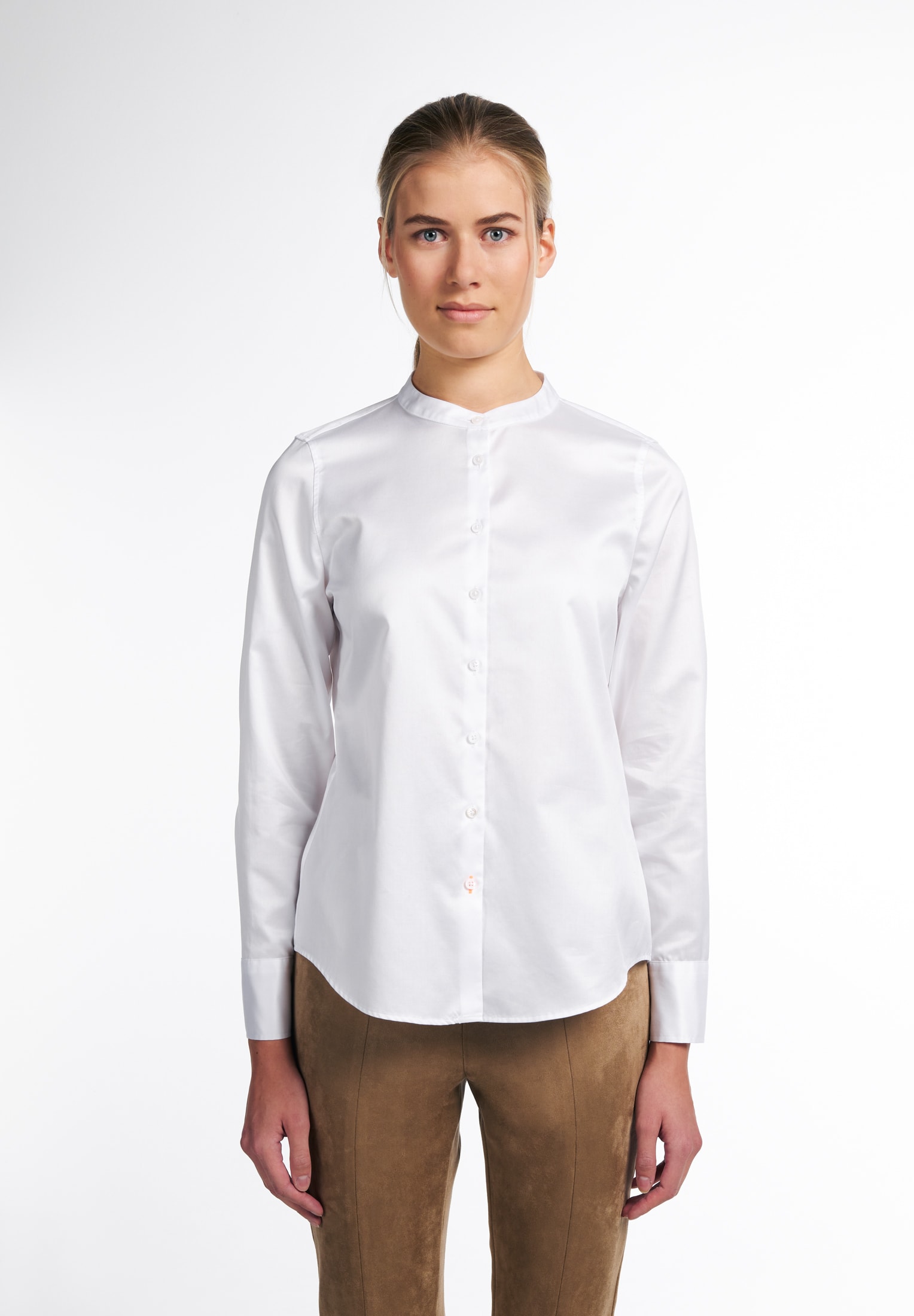Soft Luxury Shirt off-white | | | | 2BL03742-00-02-38-1/1 Bluse in unifarben off-white Langarm 38