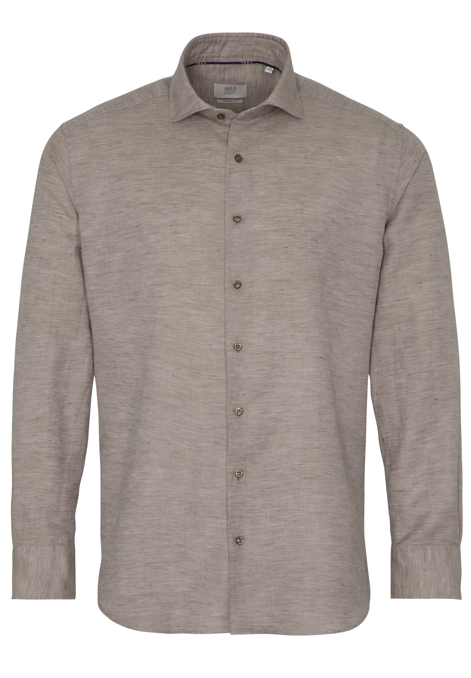 MODERN FIT Linen Shirt in taupe vlakte