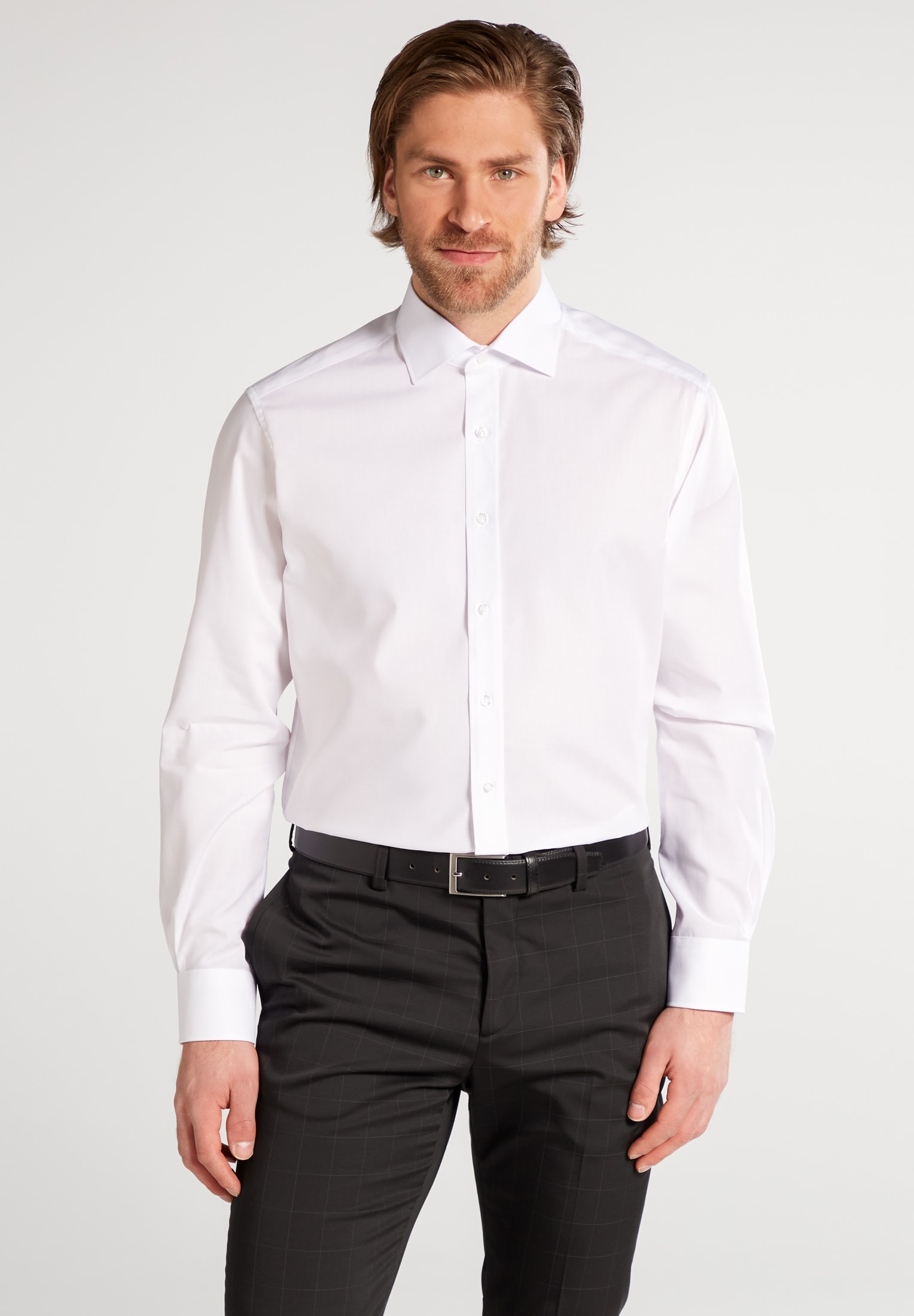 MODERN FIT Original Shirt in unifarben | 44 Langarm weiß | | | 1SH00113-00-01-44-1/1 weiß