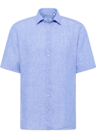 MODERN FIT Linen Shirt in mittelblau unifarben