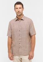 MODERN FIT Linen Shirt in caramel plain