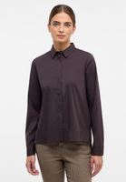 Signature Shirt Bluse in dunkelbraun unifarben