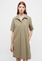 Shirt dress in olive plain